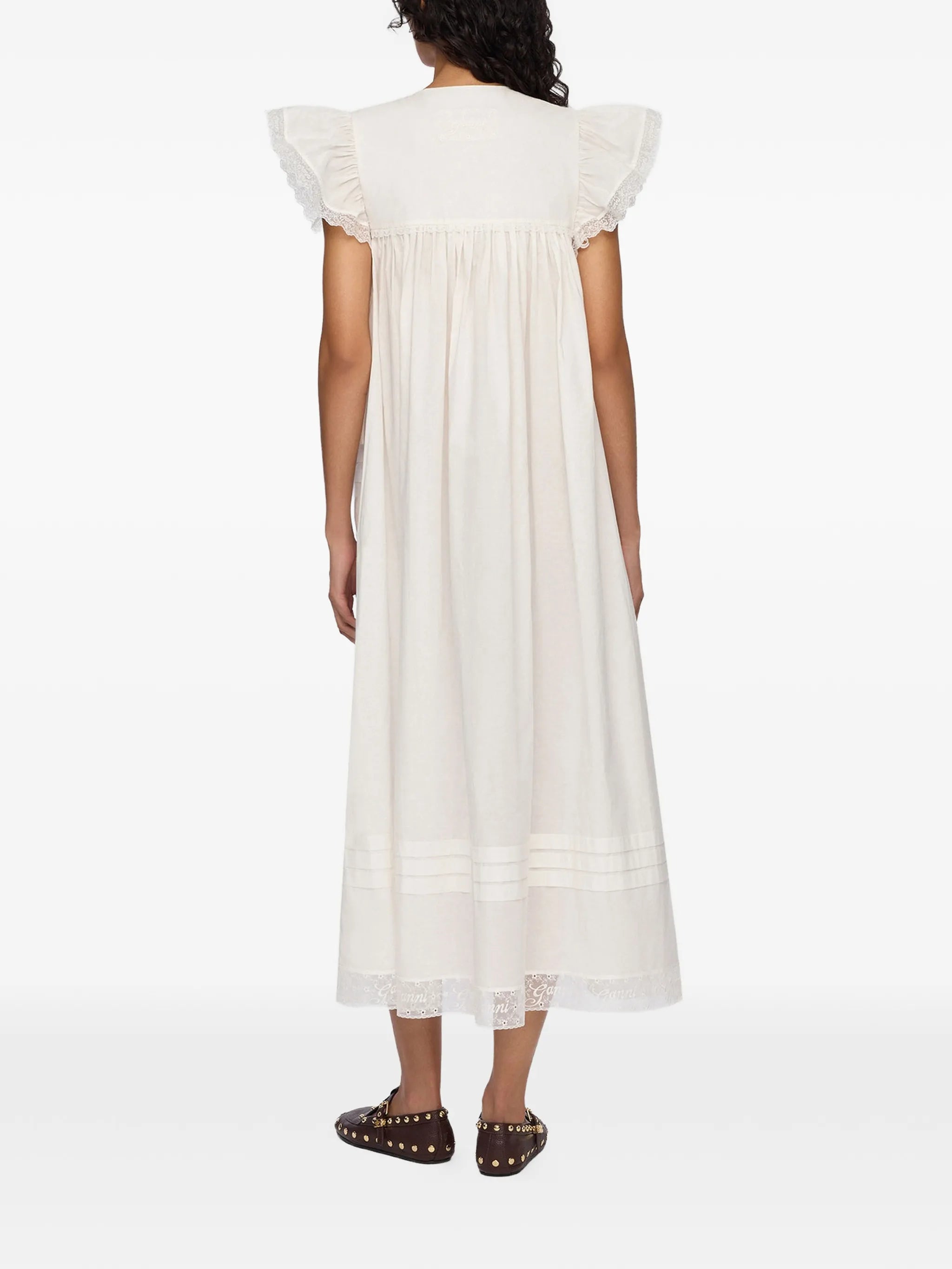 lace-trim ruffled dress