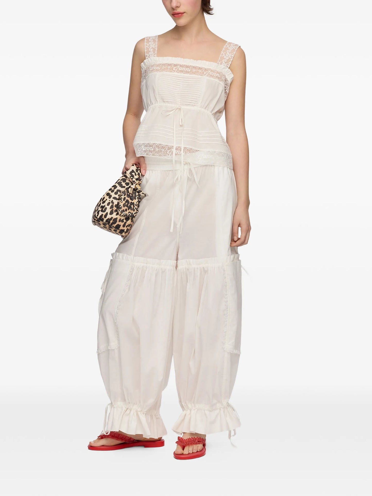 lace-trim drawstring top