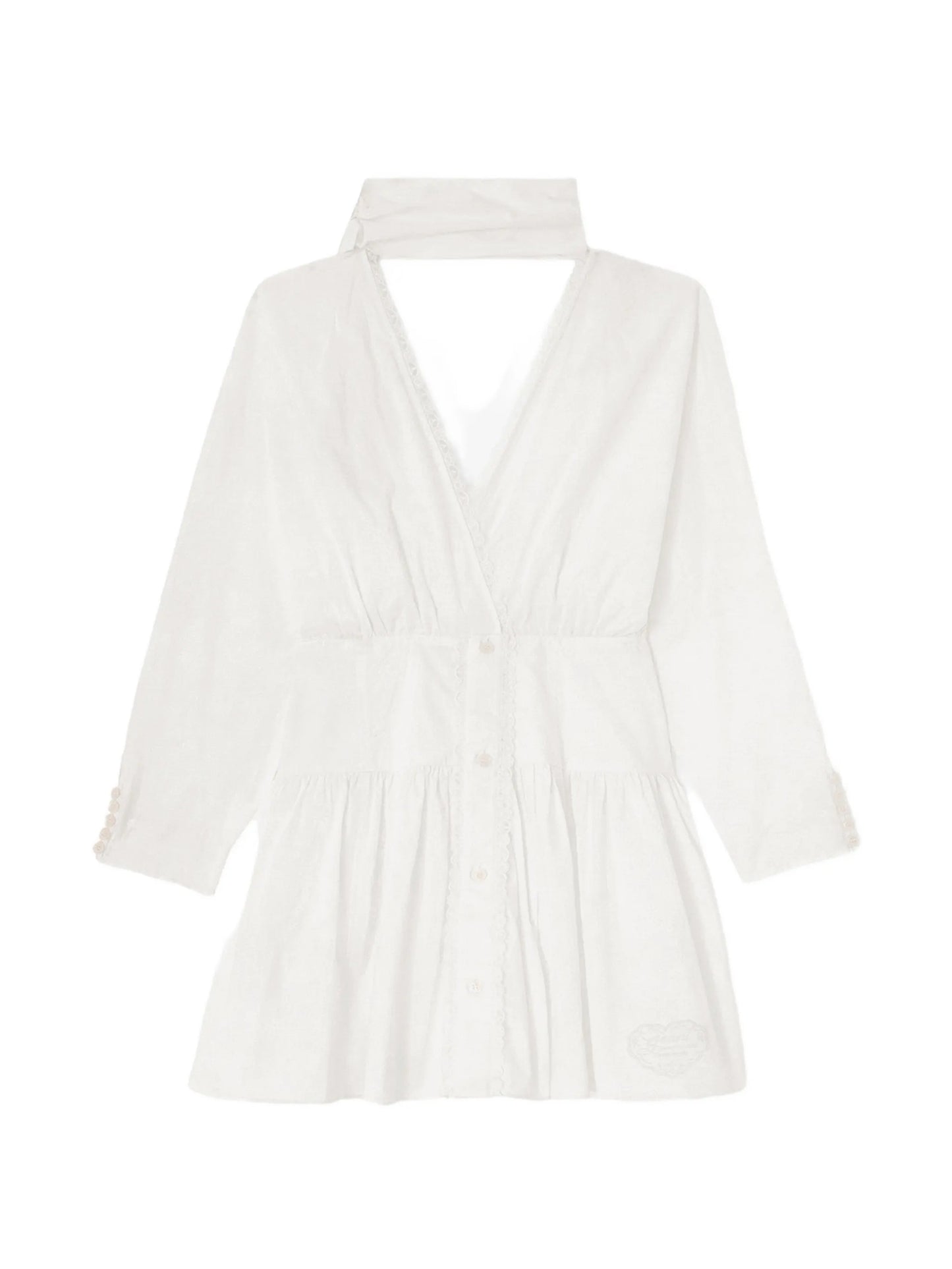 lace-trim wrap-style mini dress