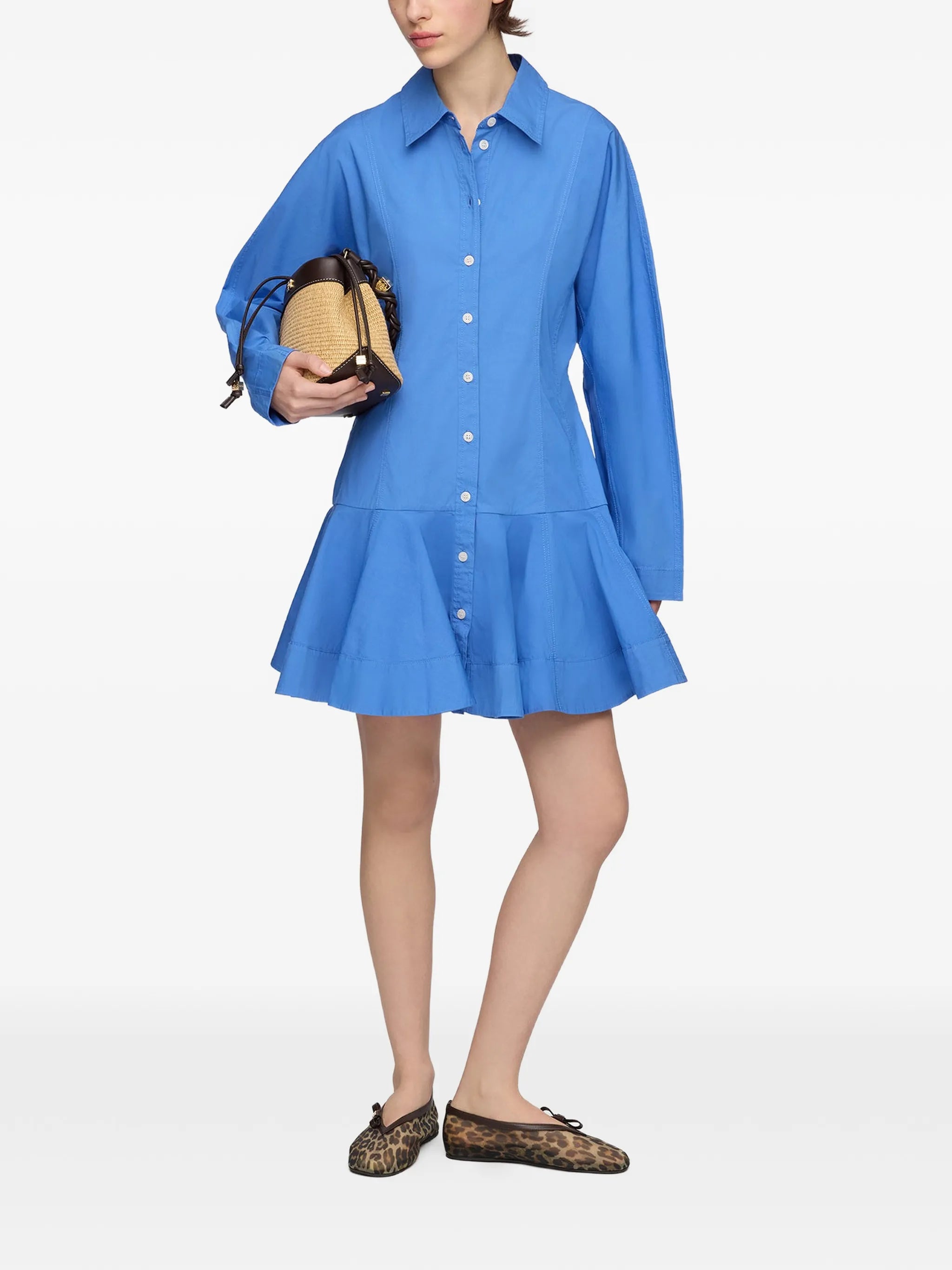 shirt dress in blue cotton