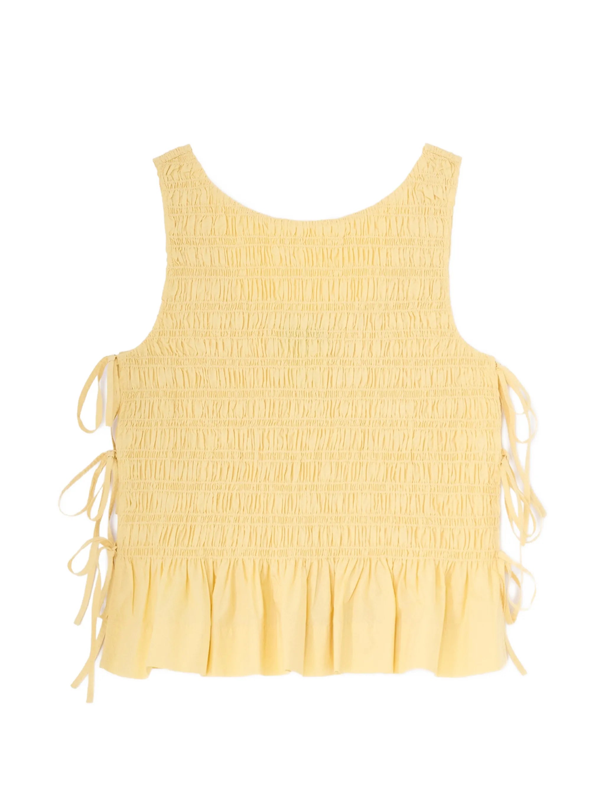 ruffled shirred tank top