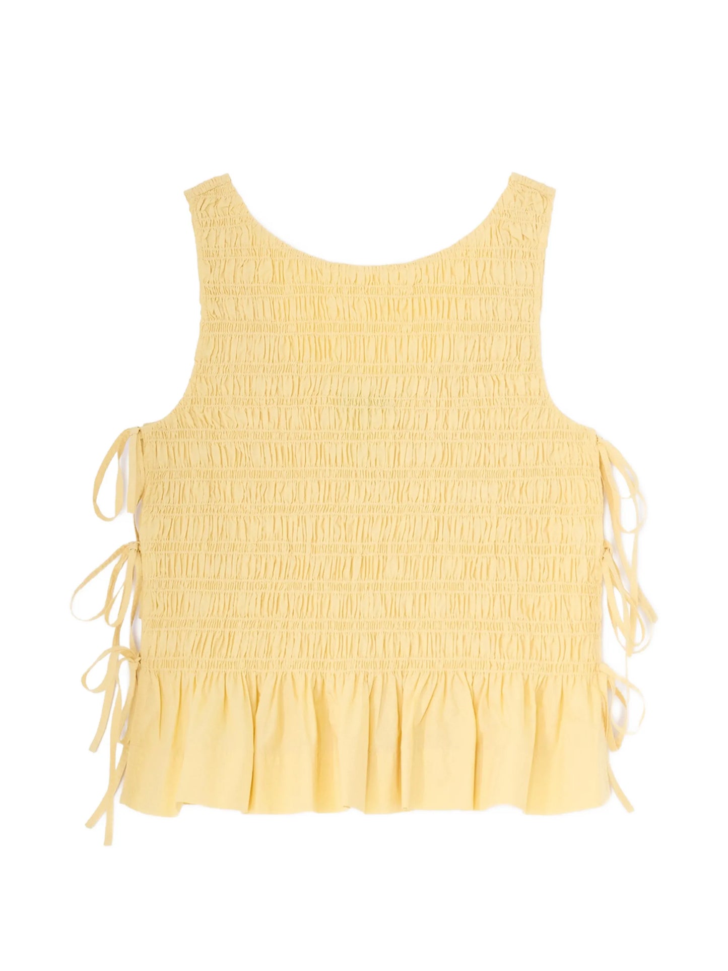 ruffled shirred tank top