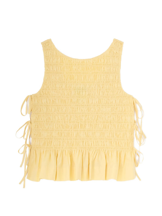 ruffled shirred tank top