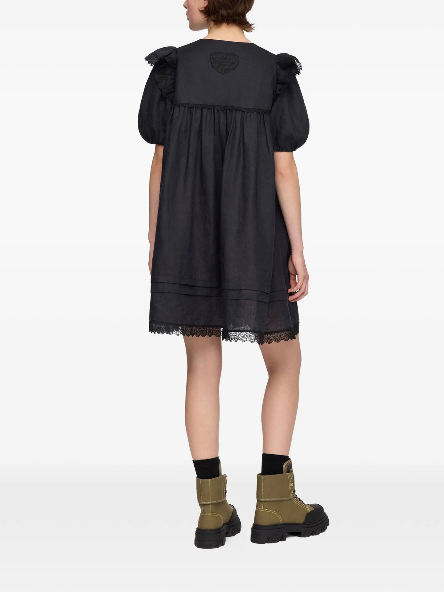 ruffled lace-trim dress