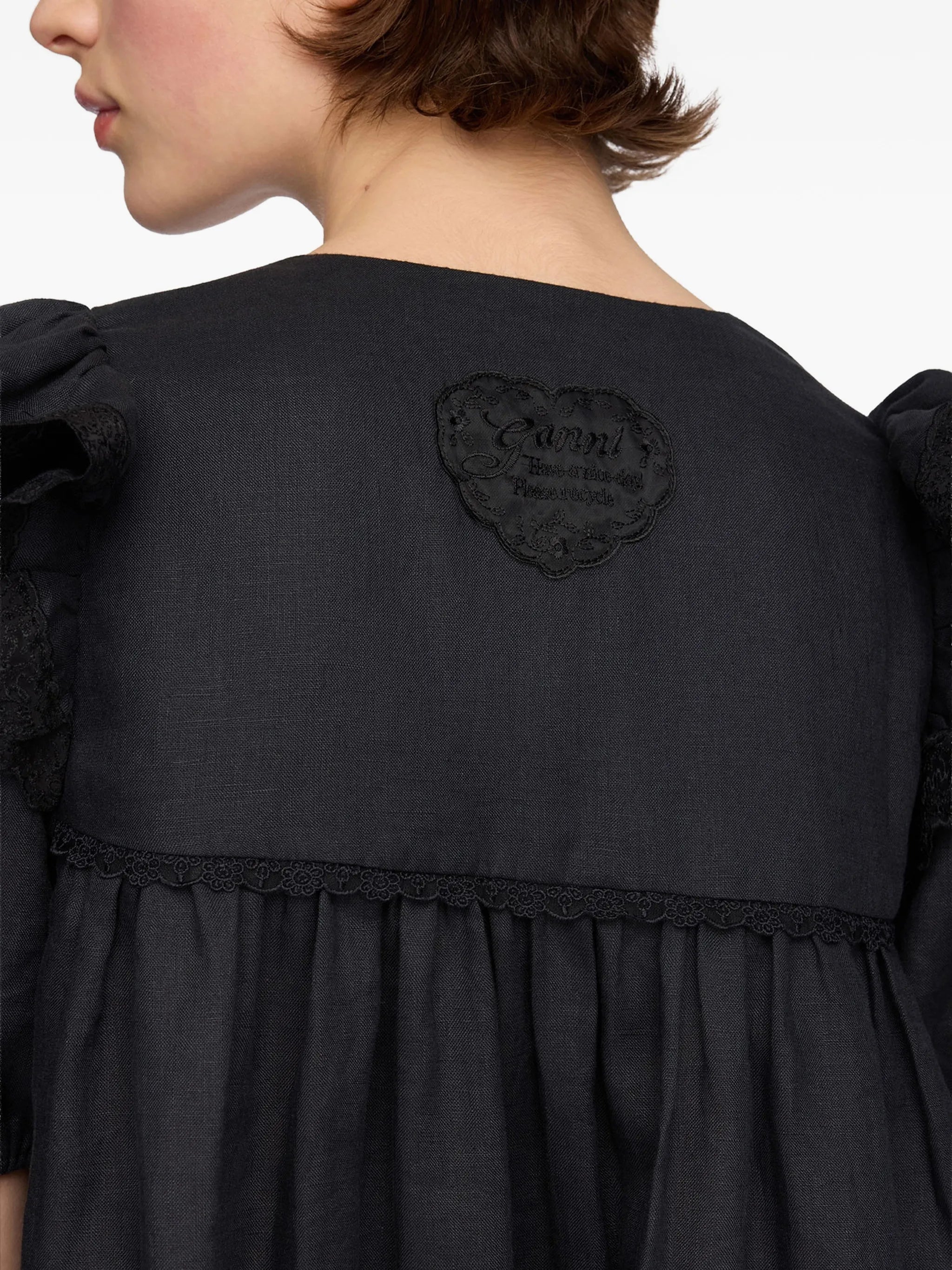 ruffled lace-trim dress