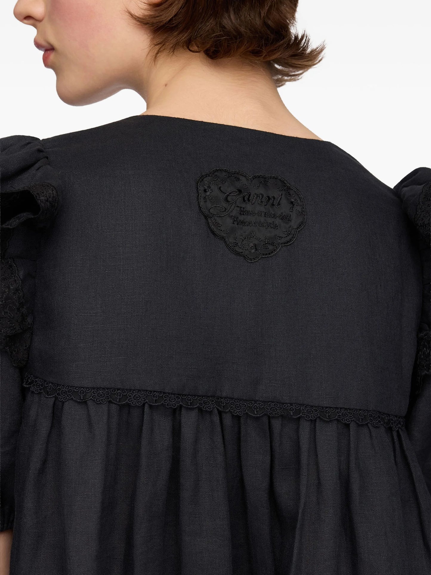ruffled lace-trim dress