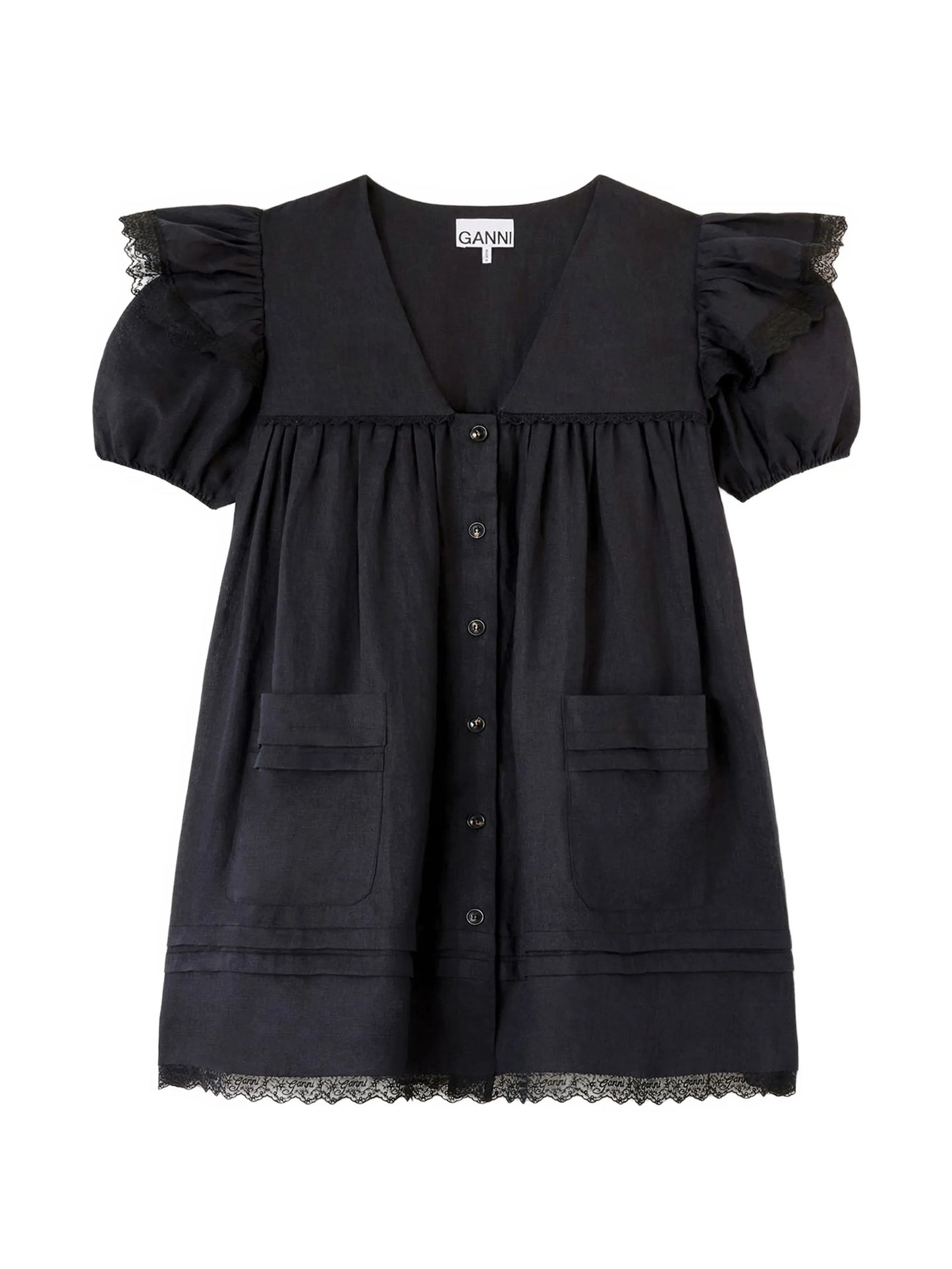 ruffled lace-trim dress