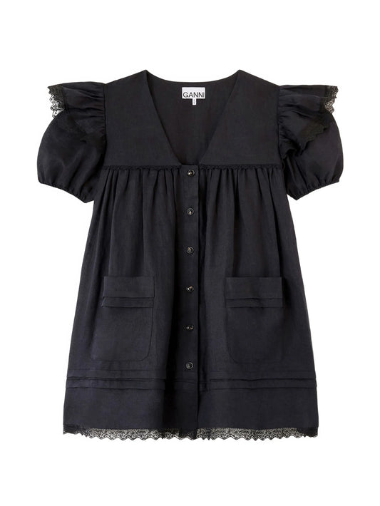 ruffled lace-trim dress