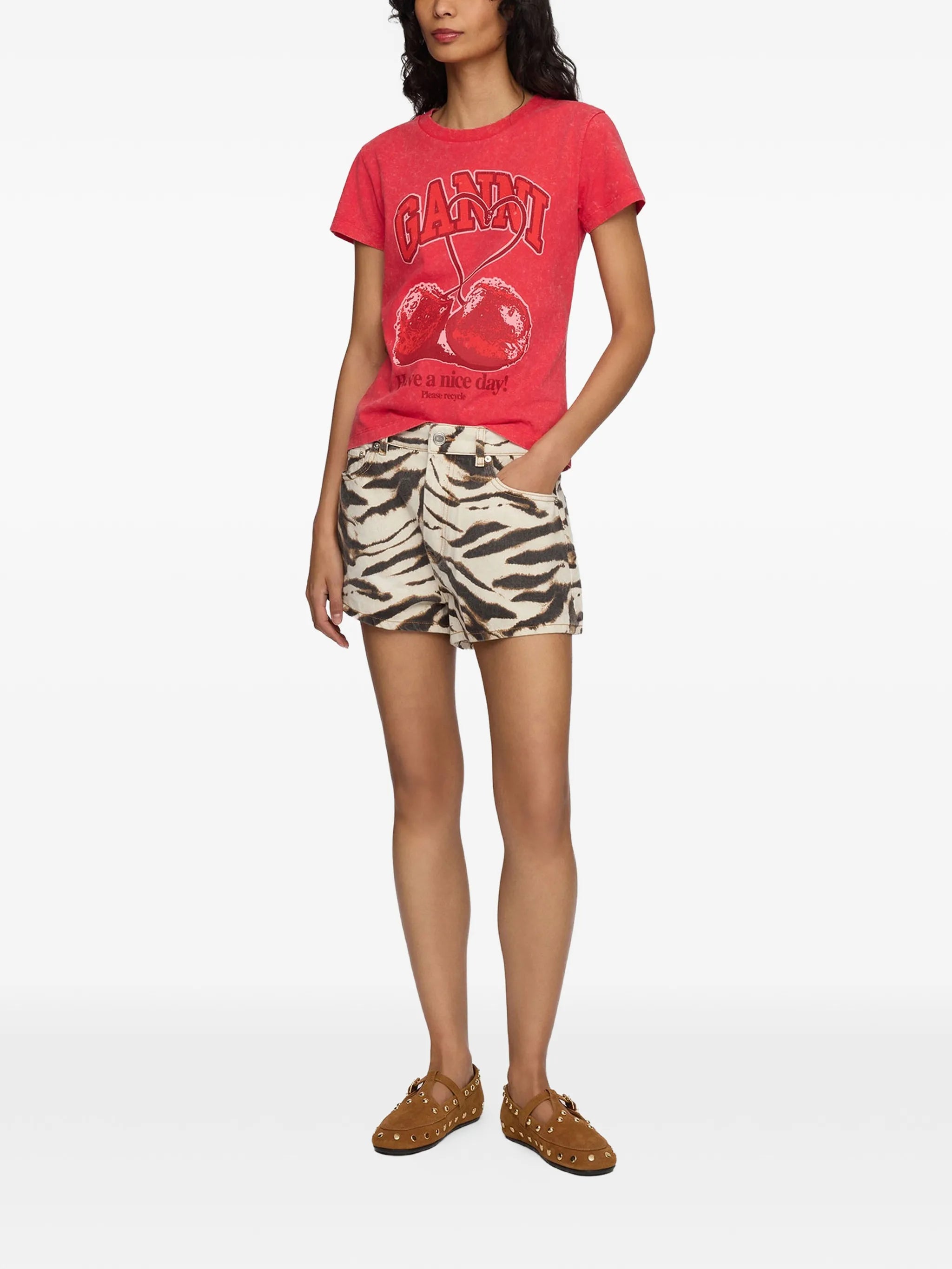 cherry-print T-shirt