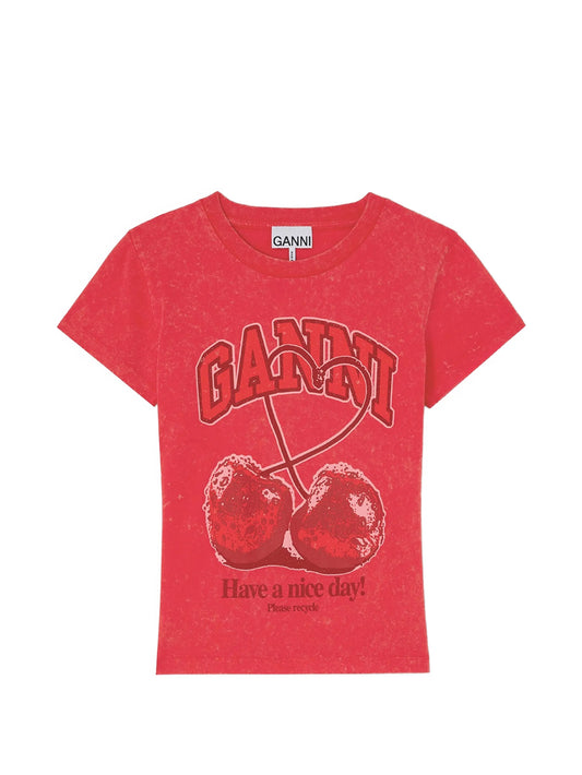 cherry-print T-shirt
