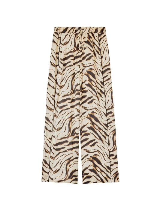 zebra-print satin trousers