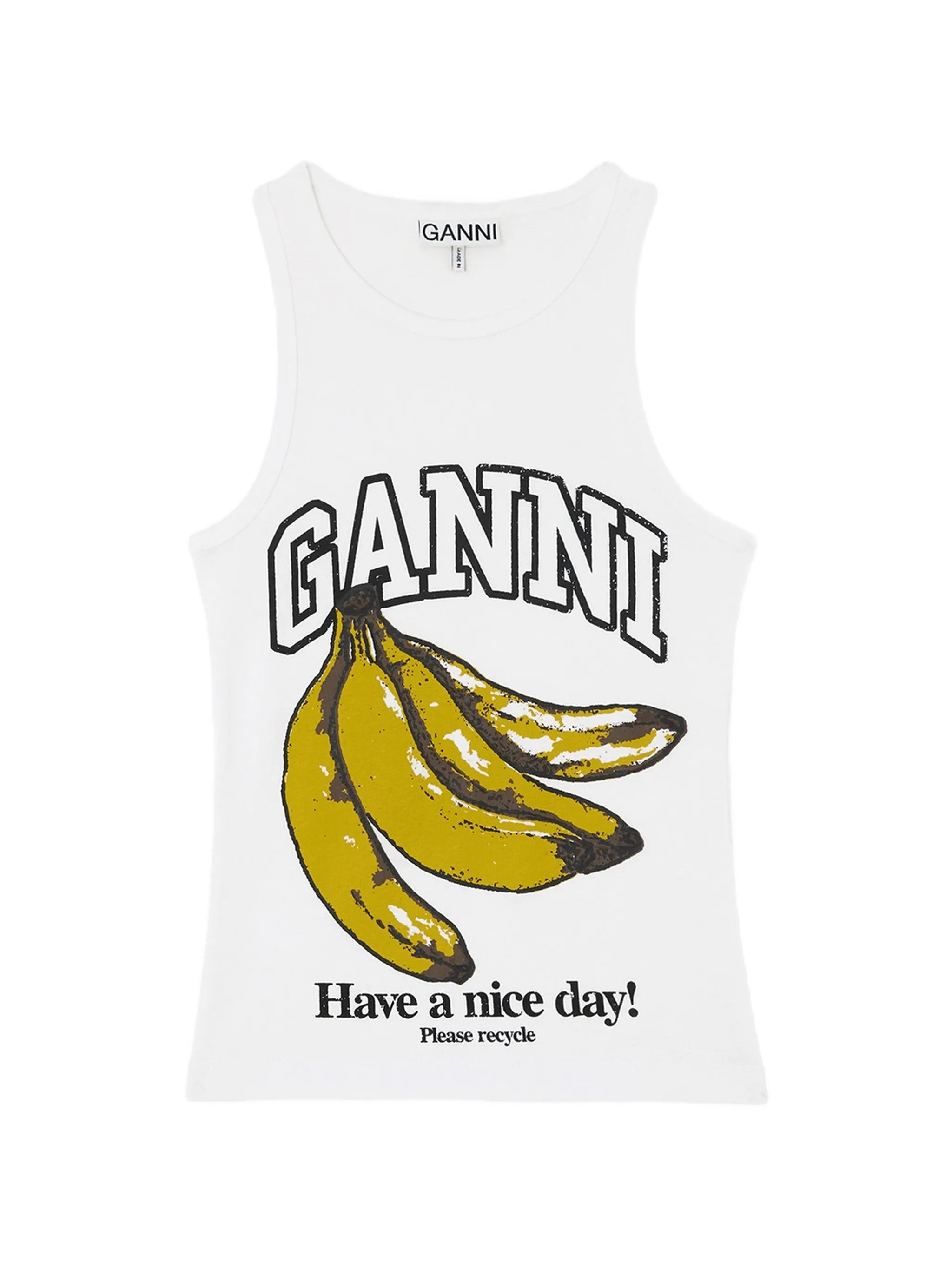 banana-print tank top