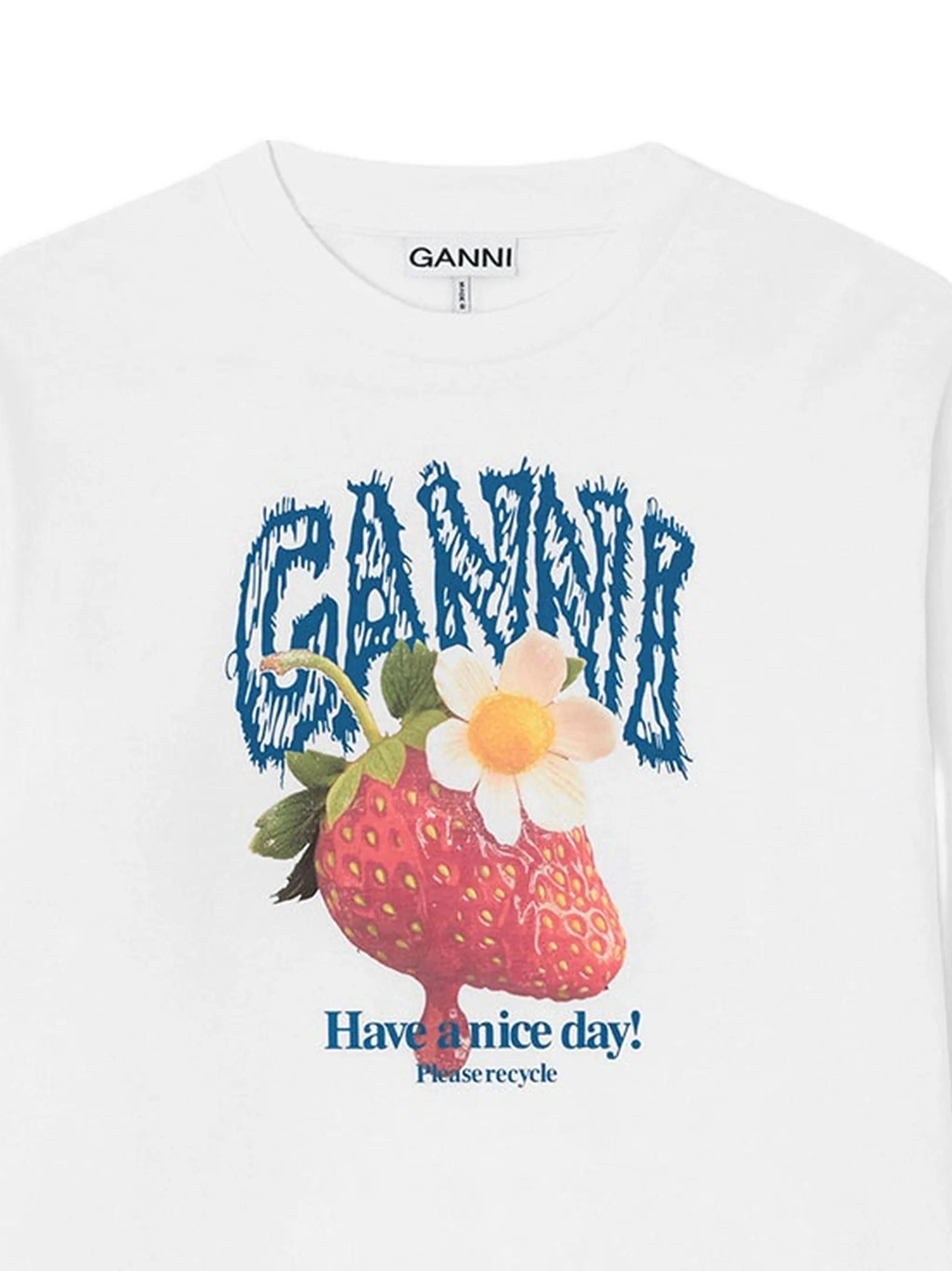 strawberry-print long-sleeve T-shirt