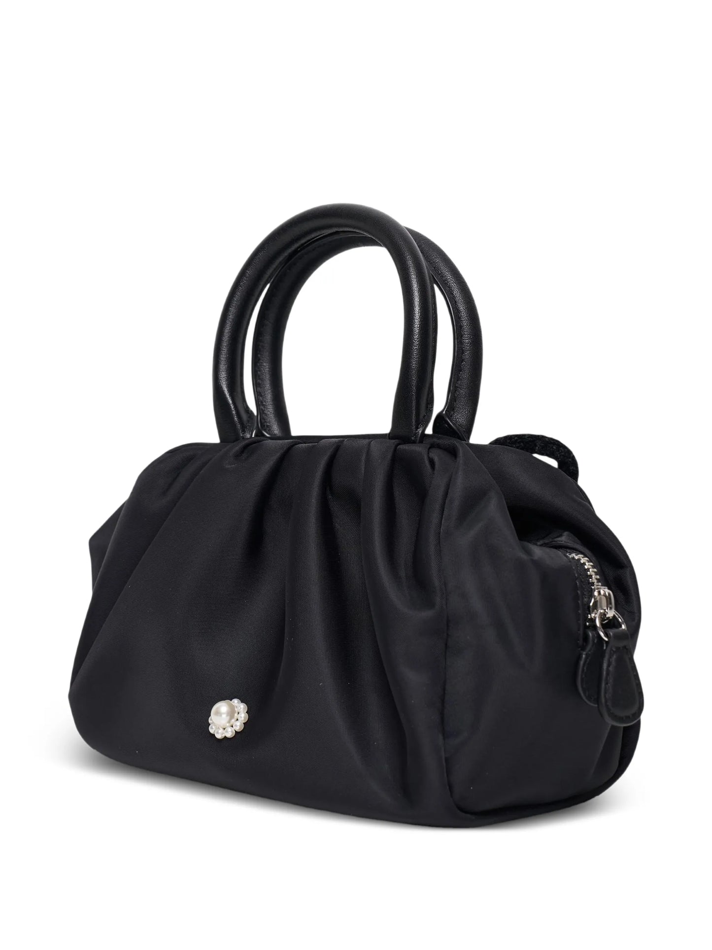 beaded-bow gathered shoulder bag