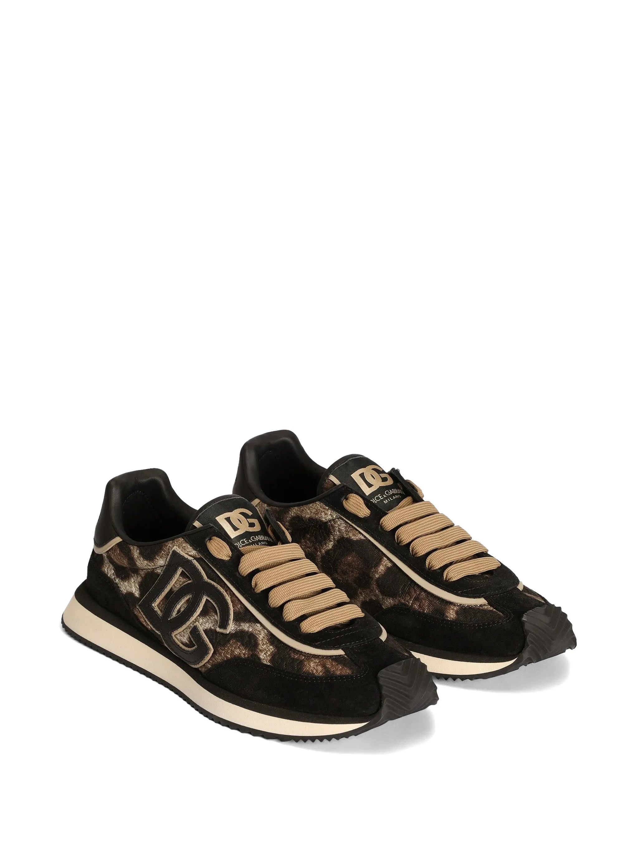 leo-print fabric cushion sneakers