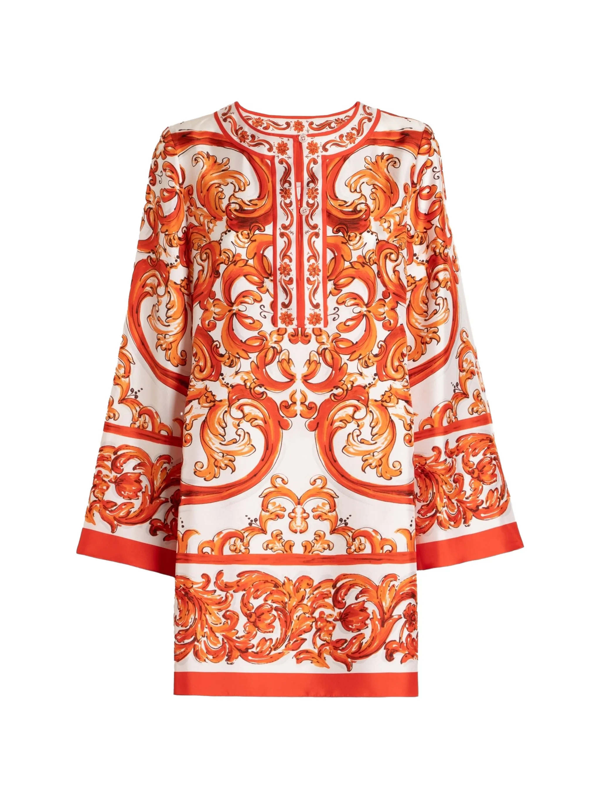 kaftan dress in Majolica-print twill