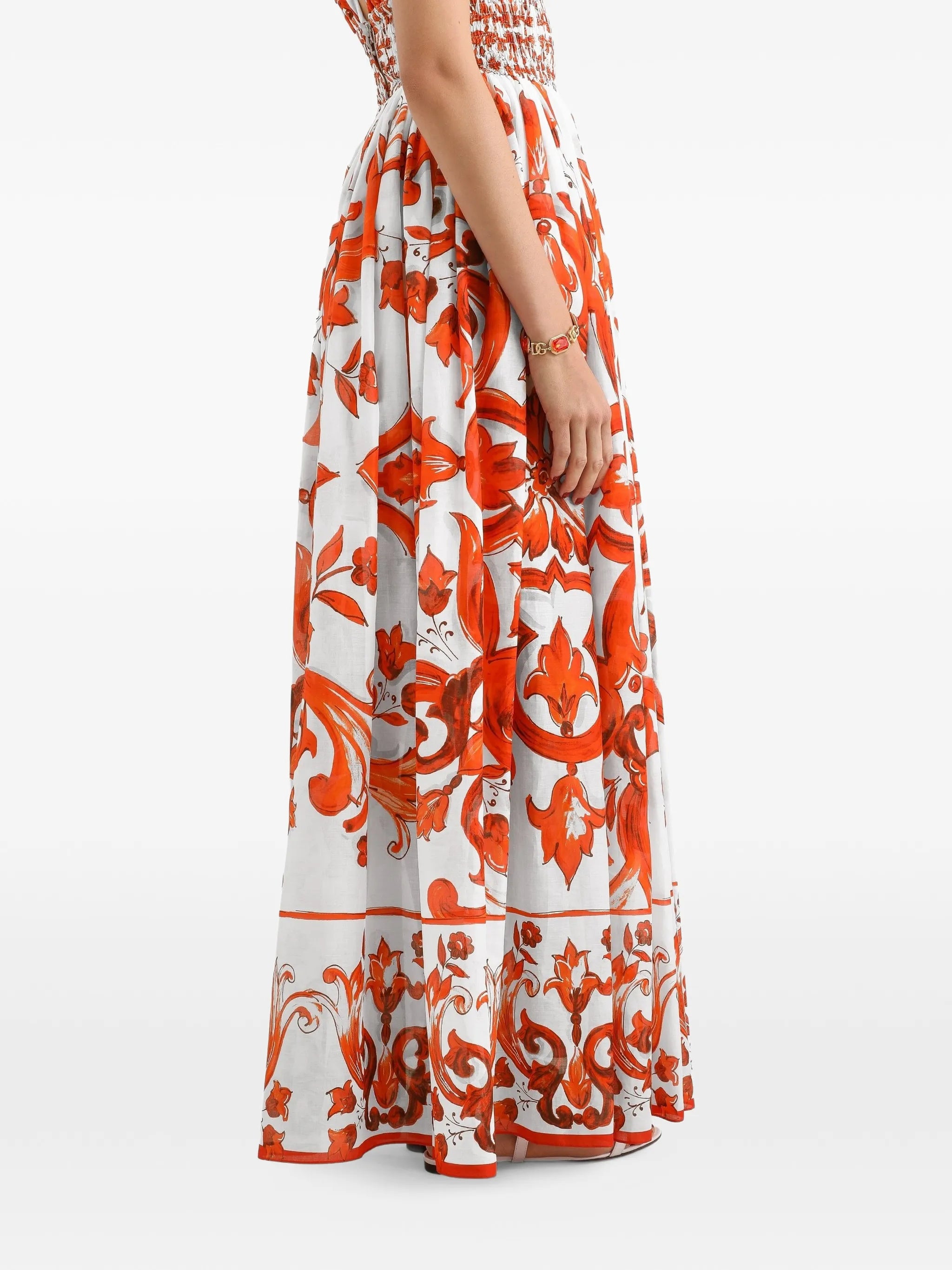 majolica-print long dress