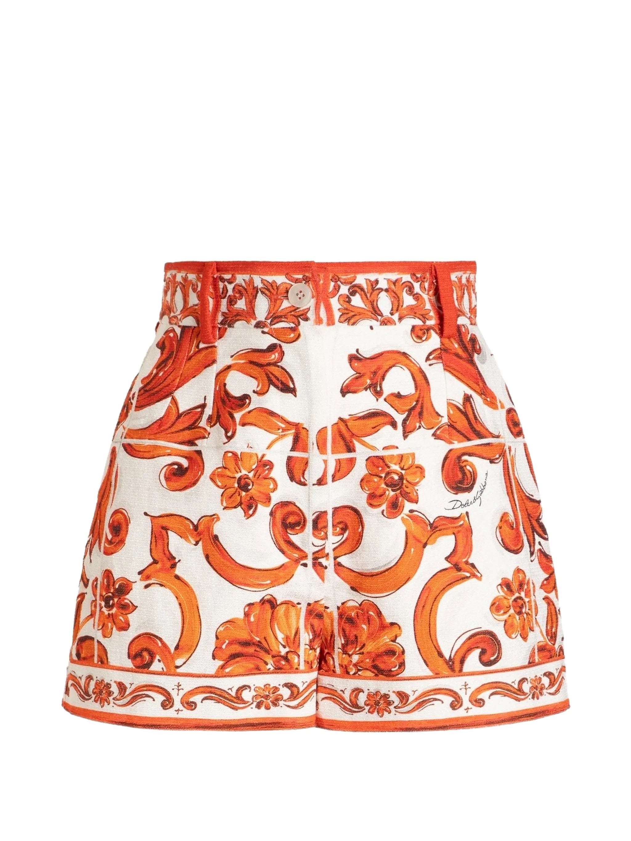 Maiolica-print pressed-crease shorts