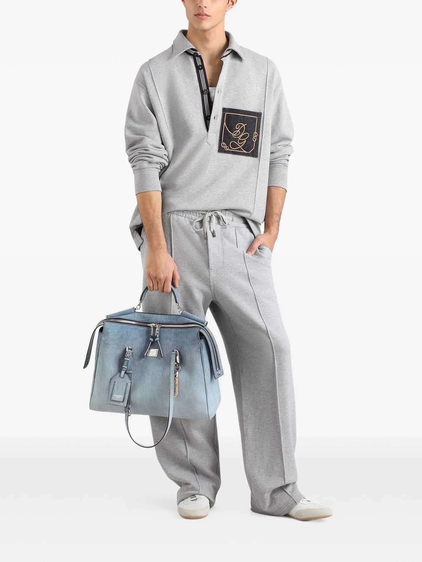 mélange fleece jogging trousers