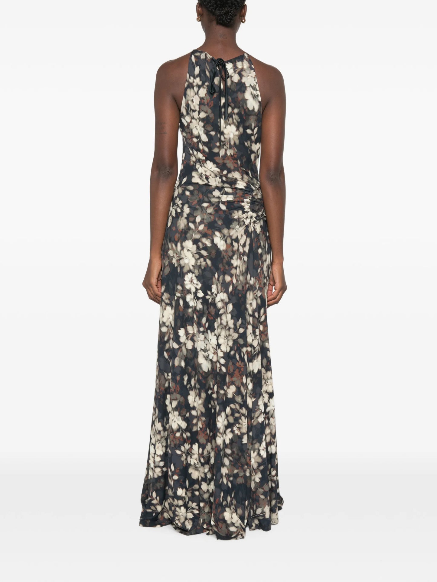floral-print ruched maxi dress