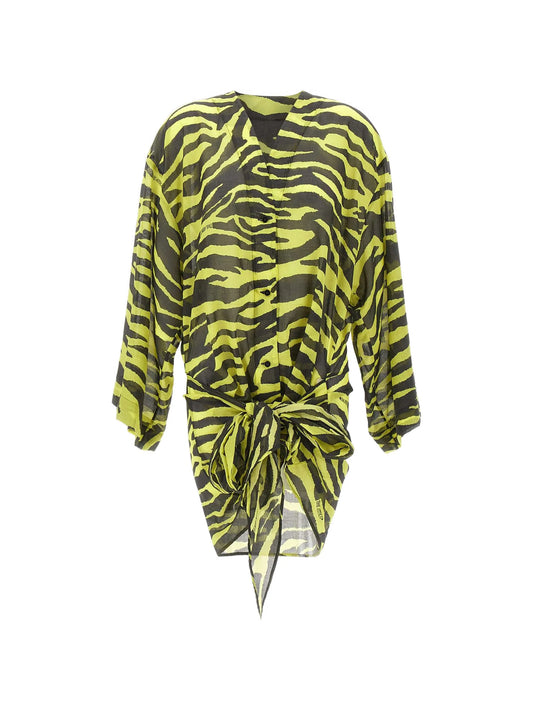 zebra-print wrap-style dress