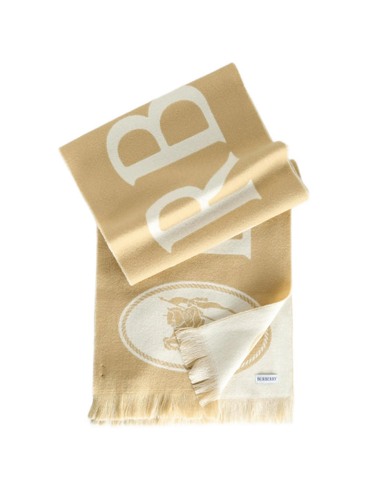 logo-intarsia fringed scarf