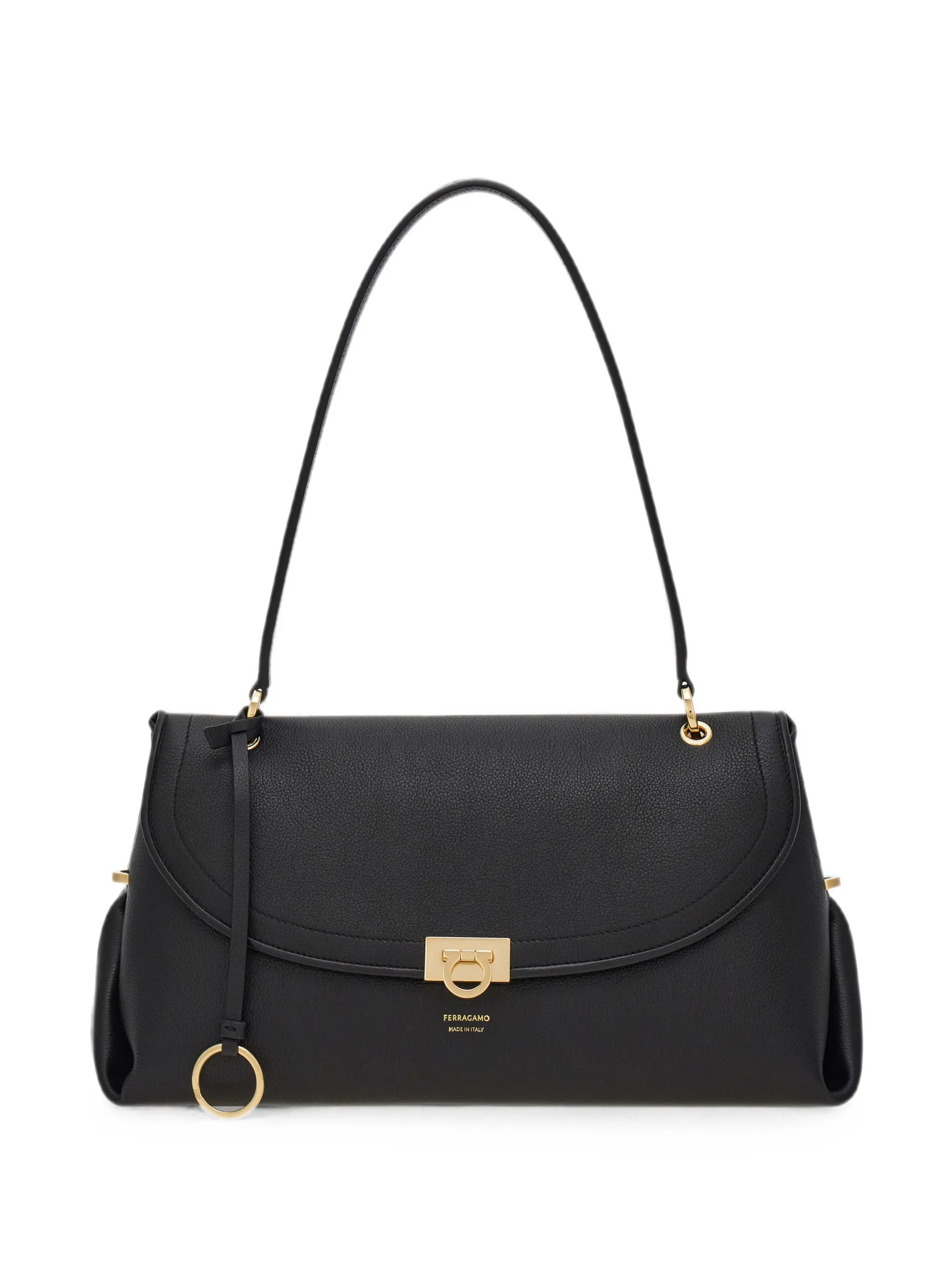 Gancini pebbled-leather shoulder bag