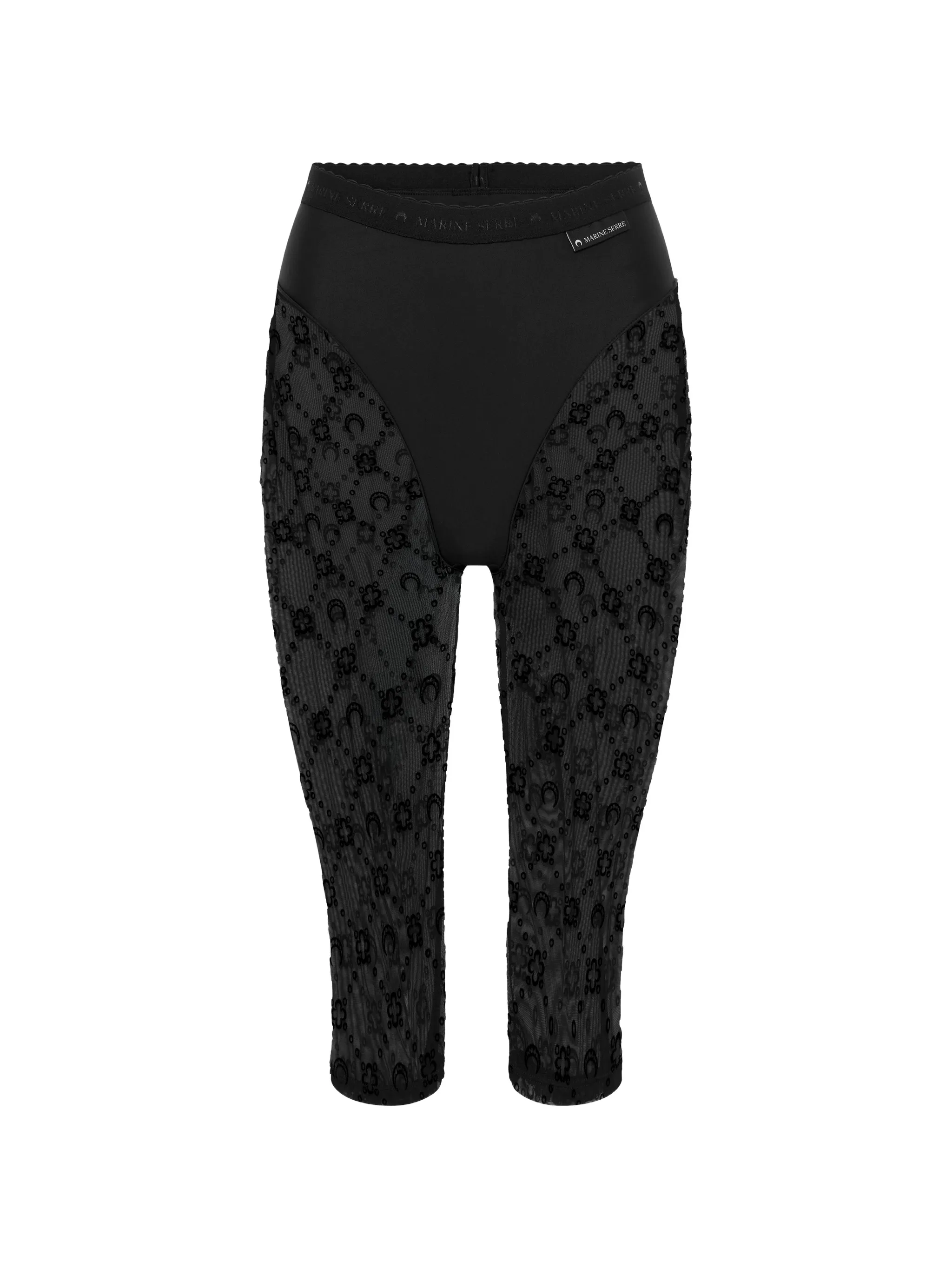 Moonogram mesh flock capris