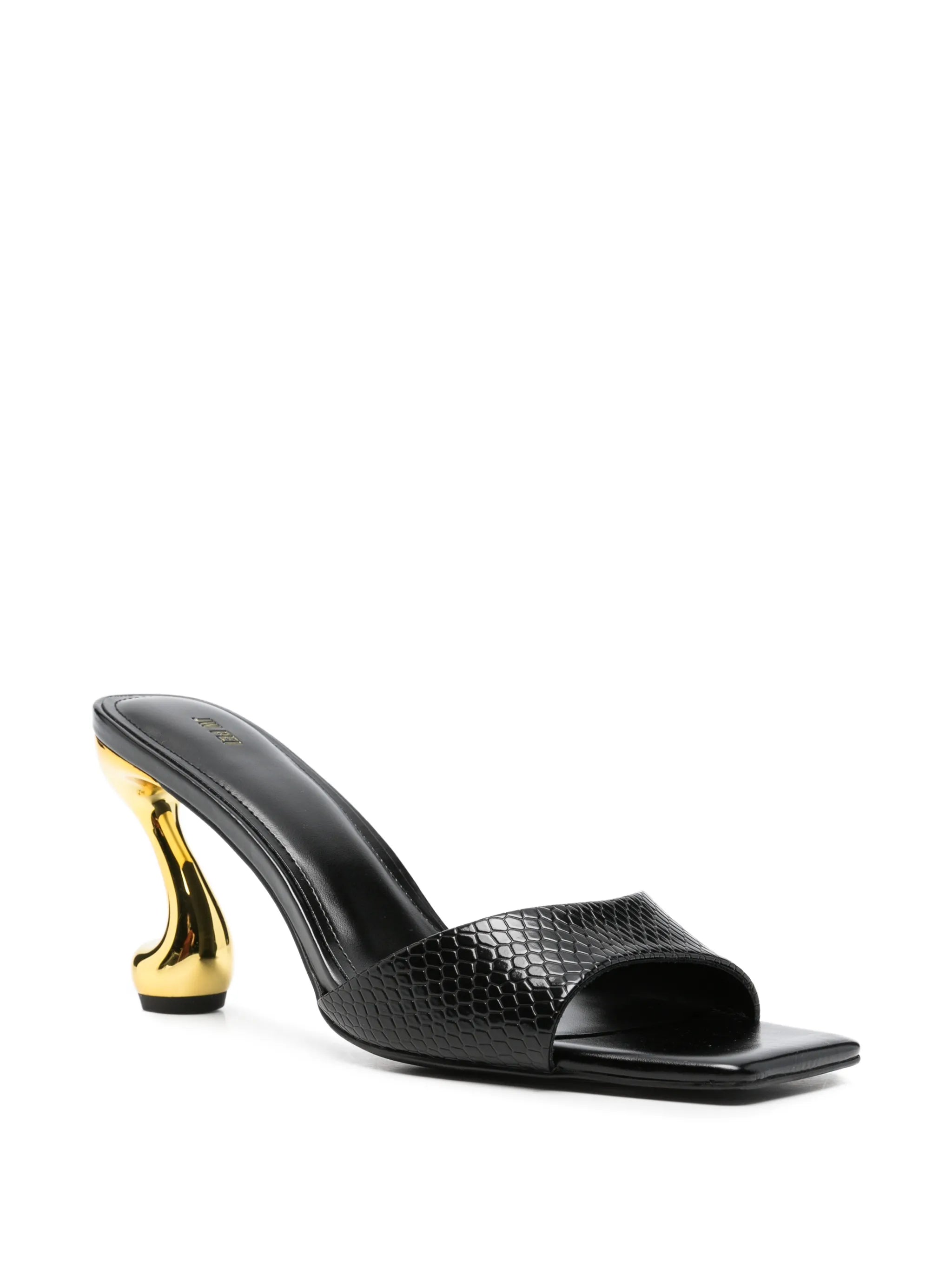 Hannah faux snakeskin heel mules