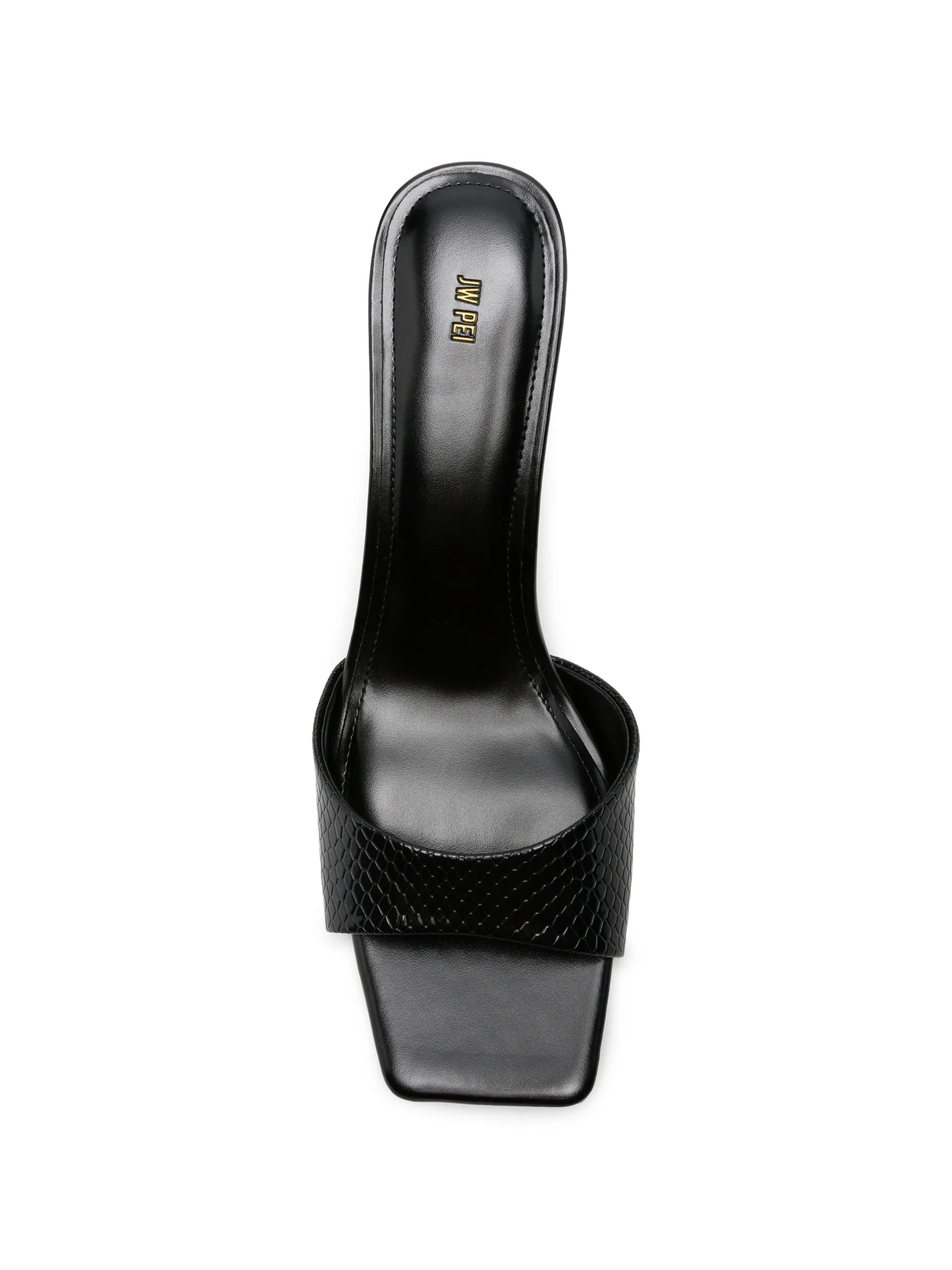 Hannah faux snakeskin heel mules