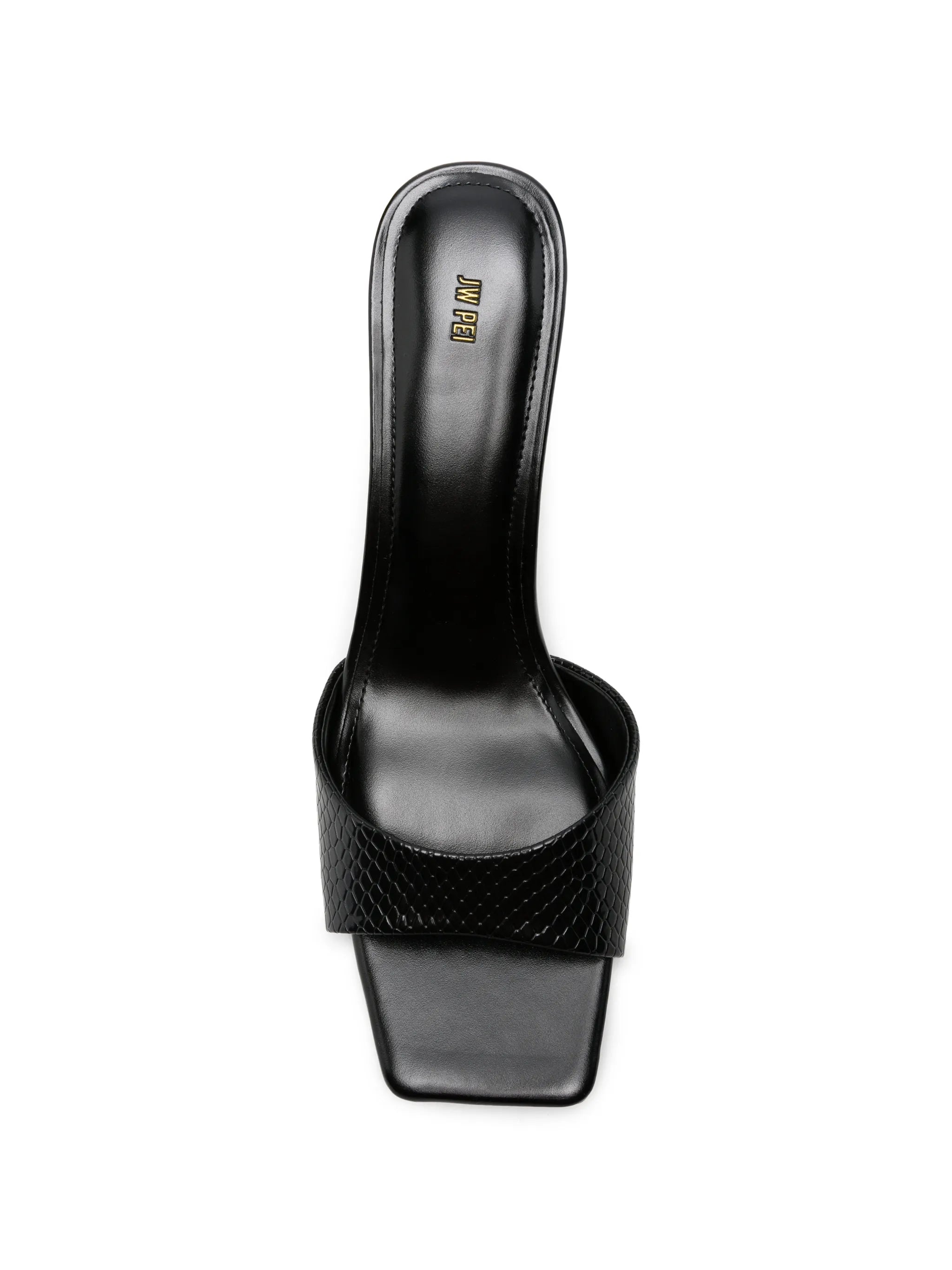 Hannah faux snakeskin heel mules