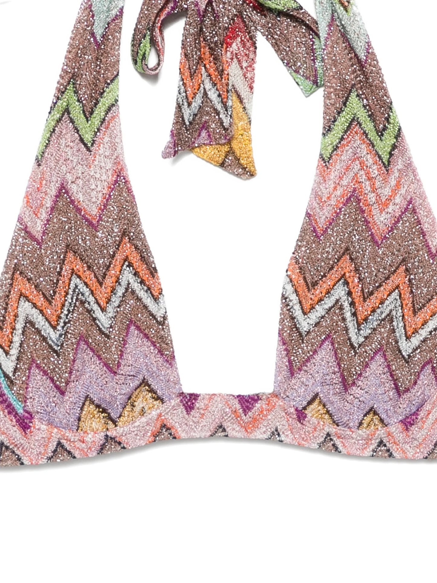 chevron-knit lamé bikini
