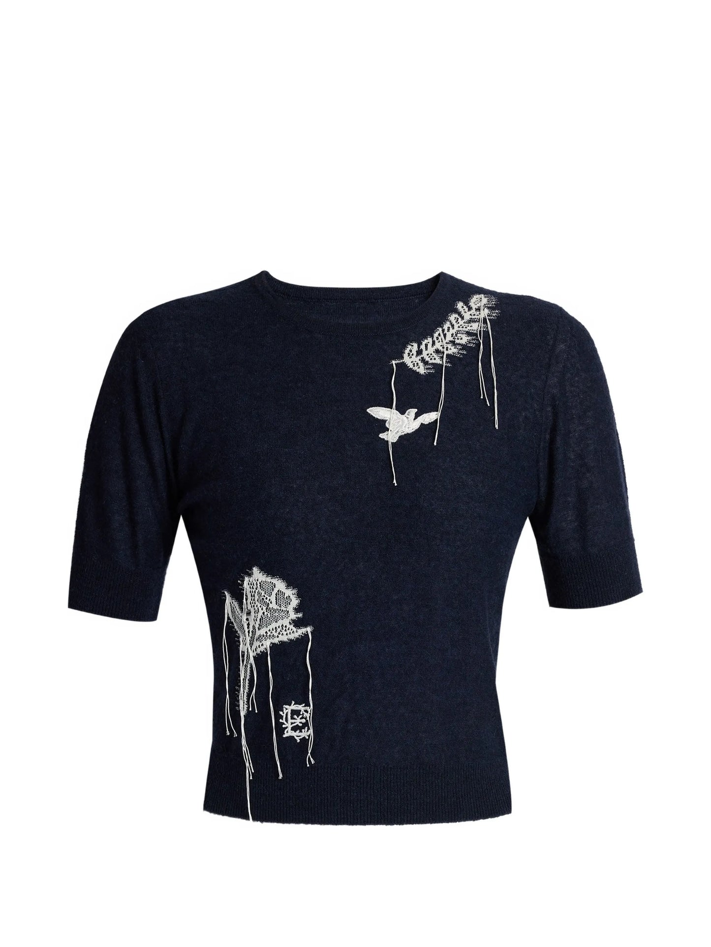 embroidered short-sleeve knitted T-shirt