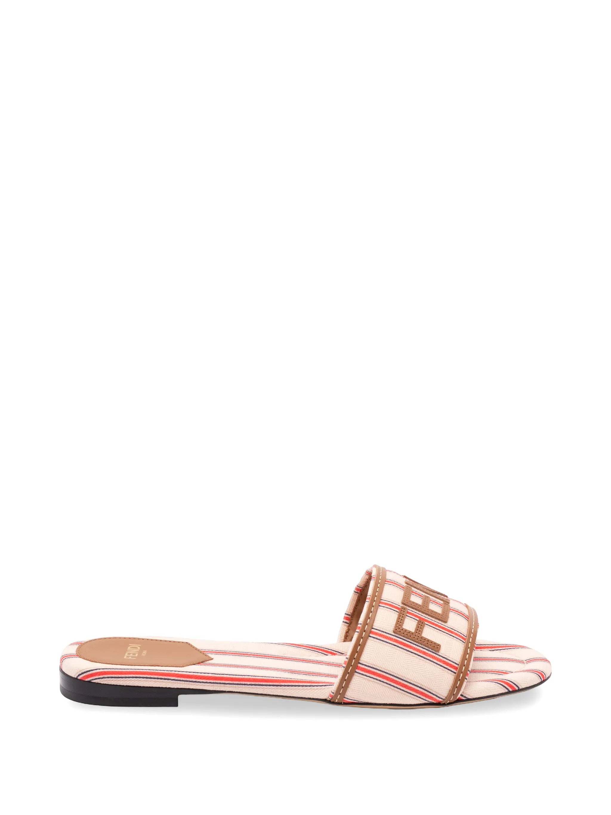 Sunshine striped logo-patch flat sandals