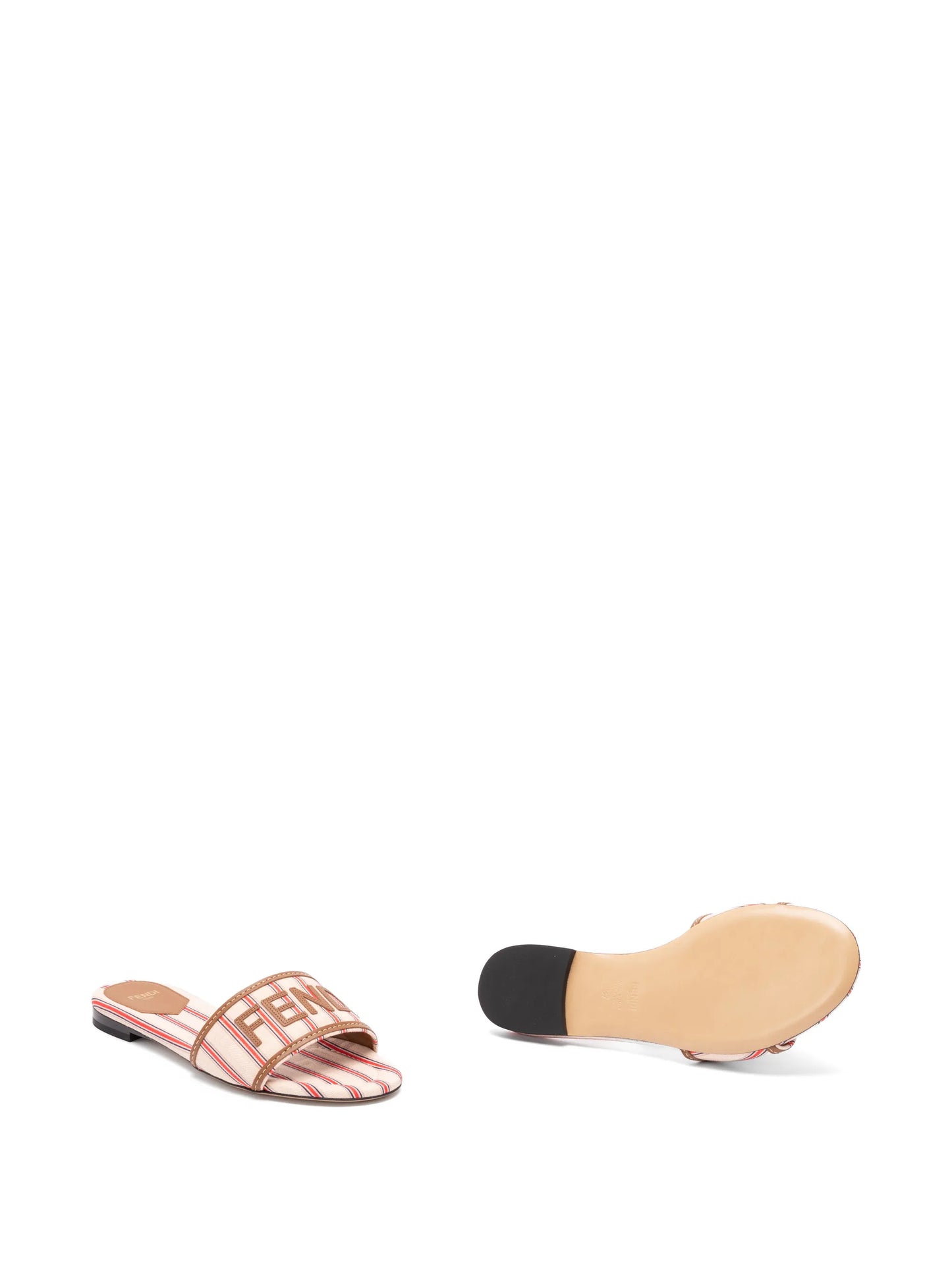 Sunshine striped logo-patch flat sandals