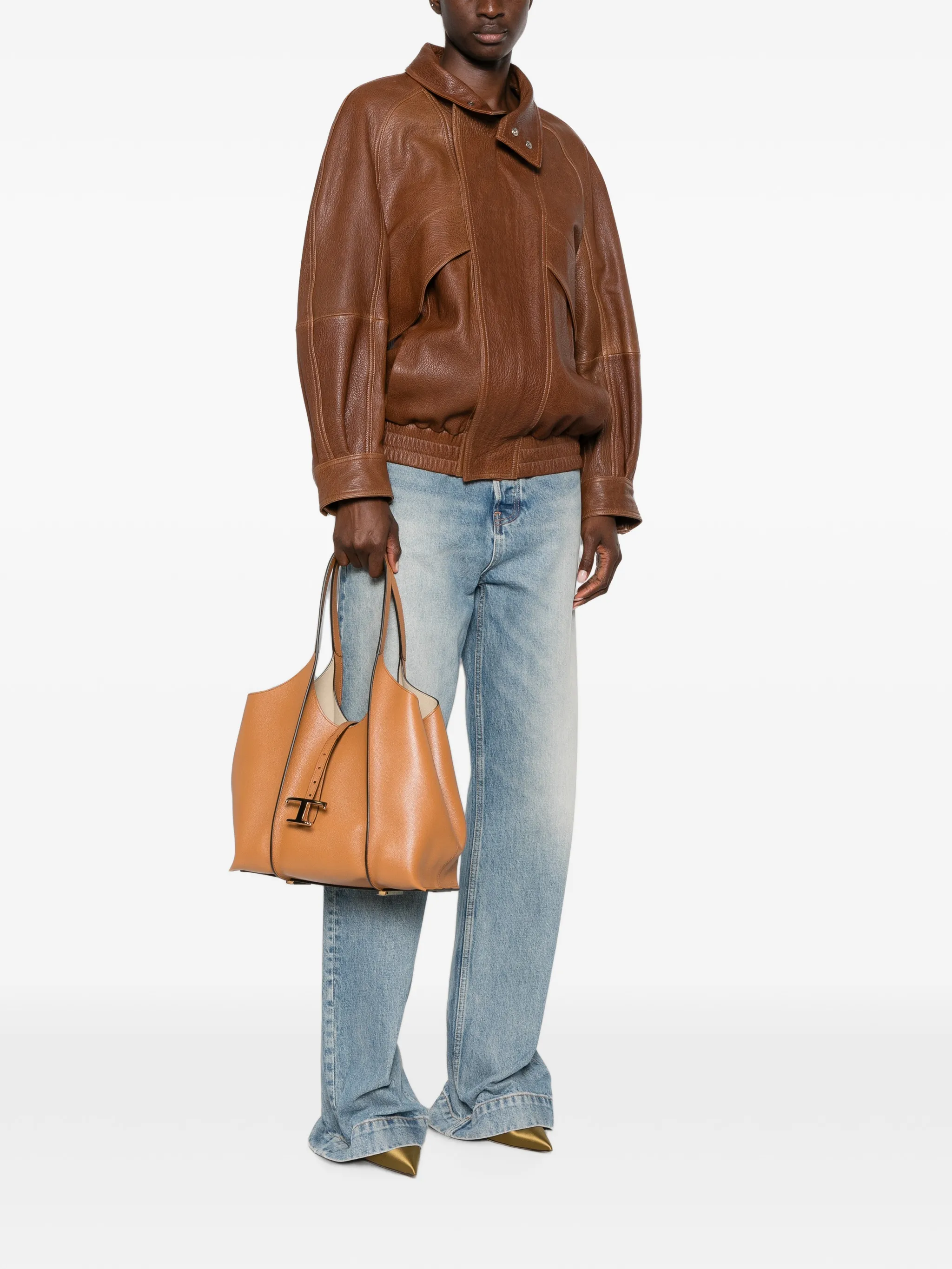 T Timeless shopping bag in leather small