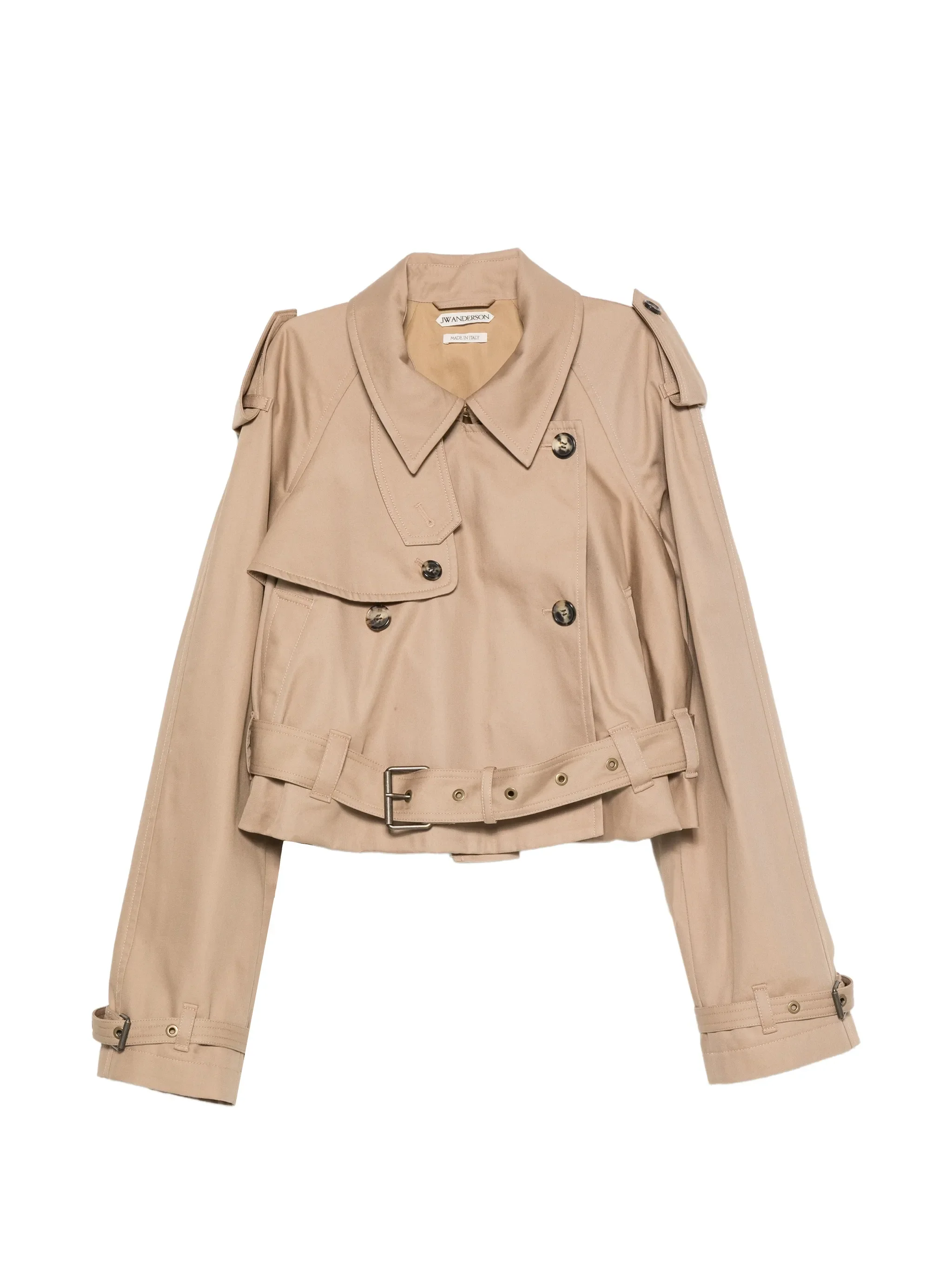 cropped trench coat in beige