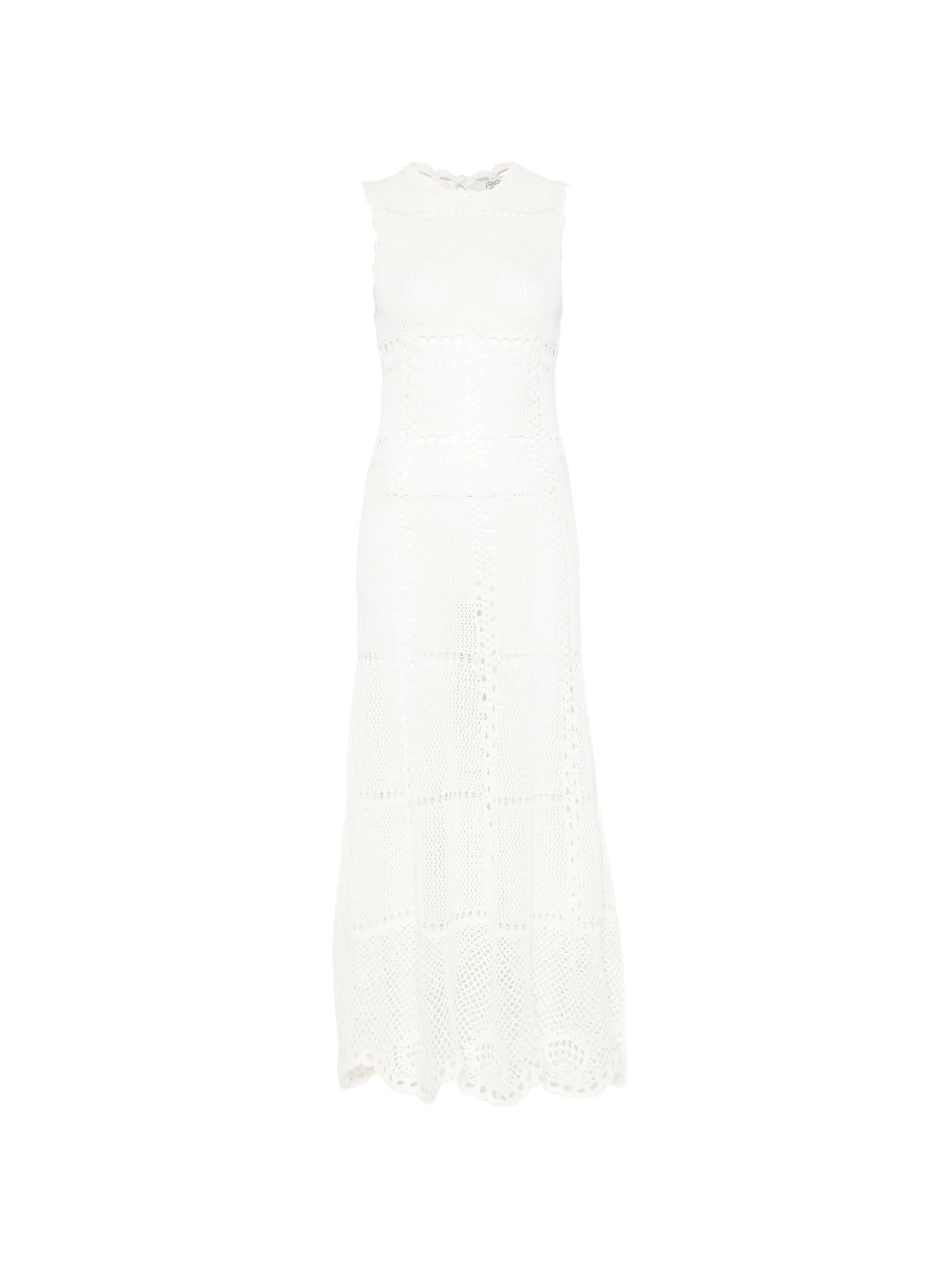 crochet-knit midi dress