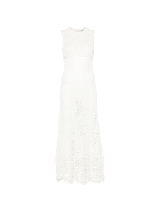 crochet-knit midi dress
