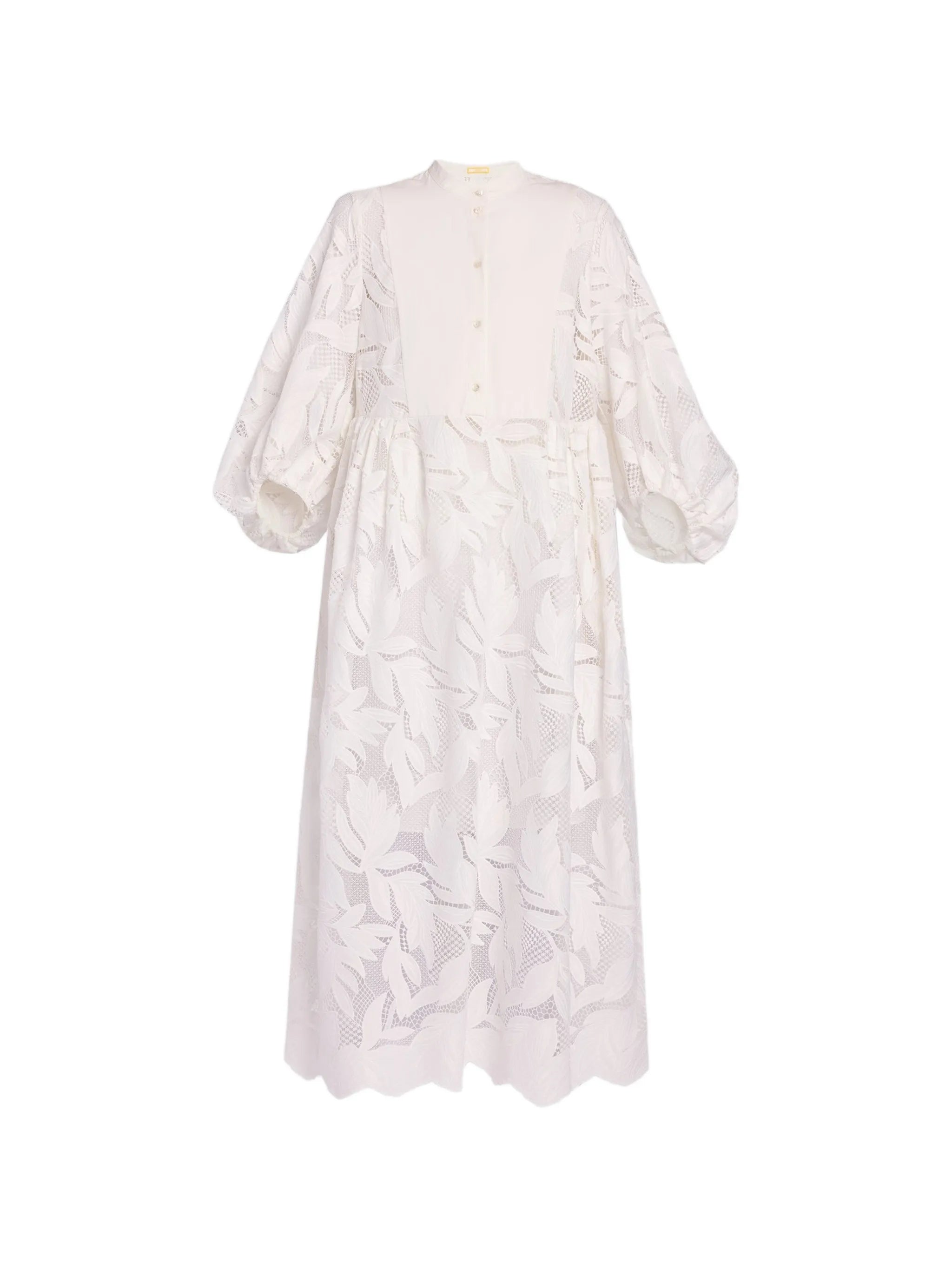 floral-cutwork midi dress