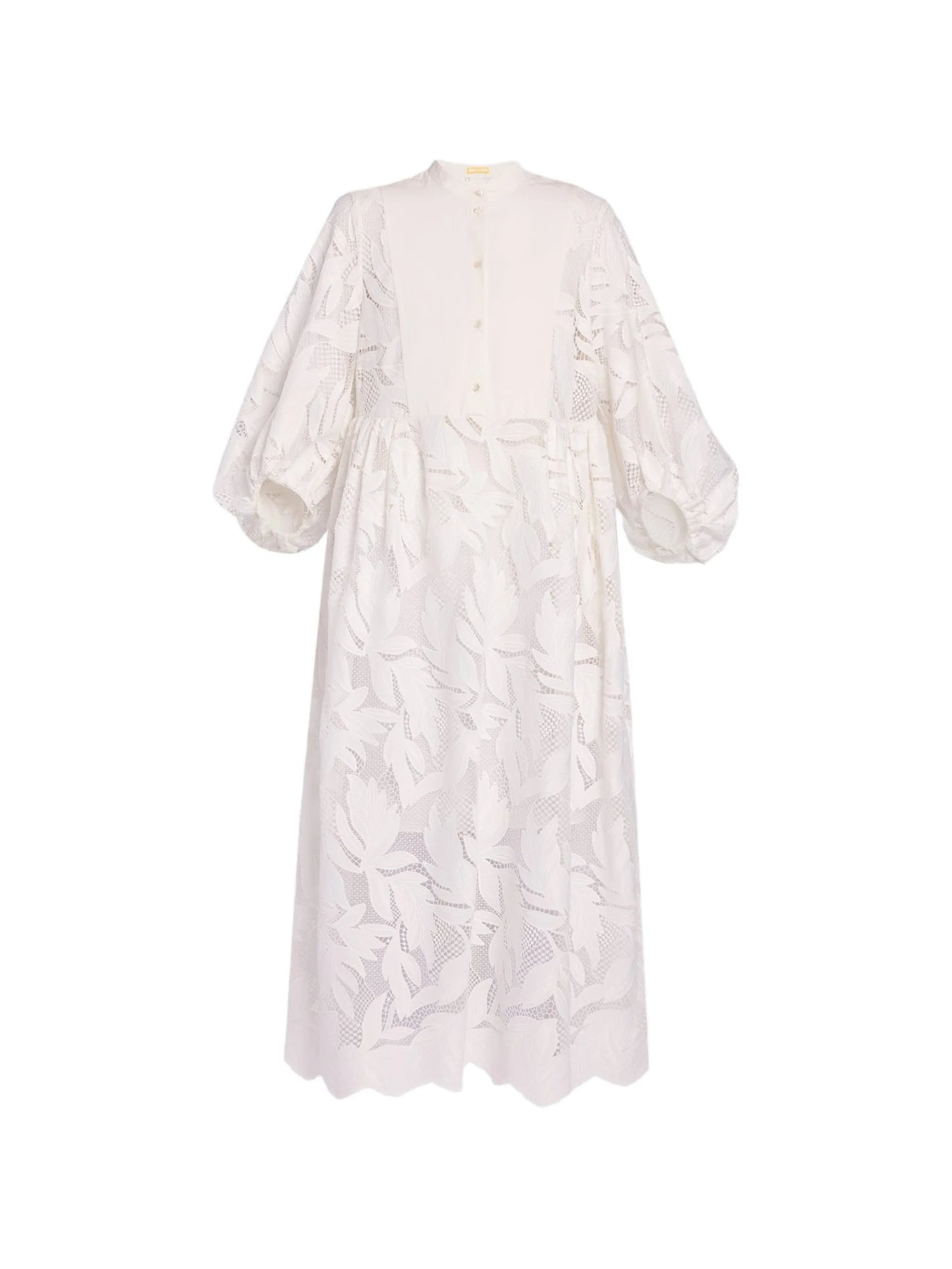 floral-cutwork midi dress