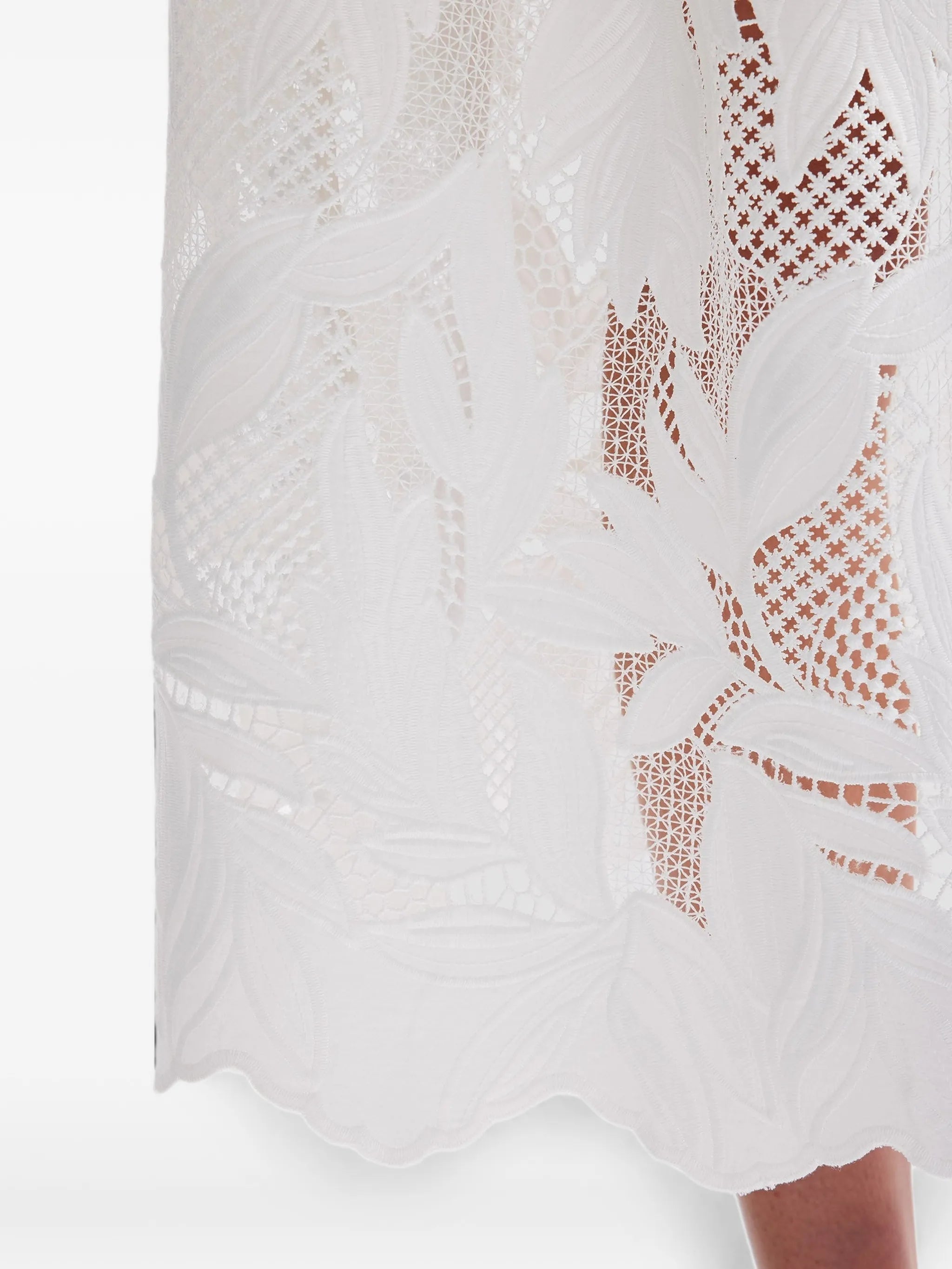 floral-cutwork midi dress