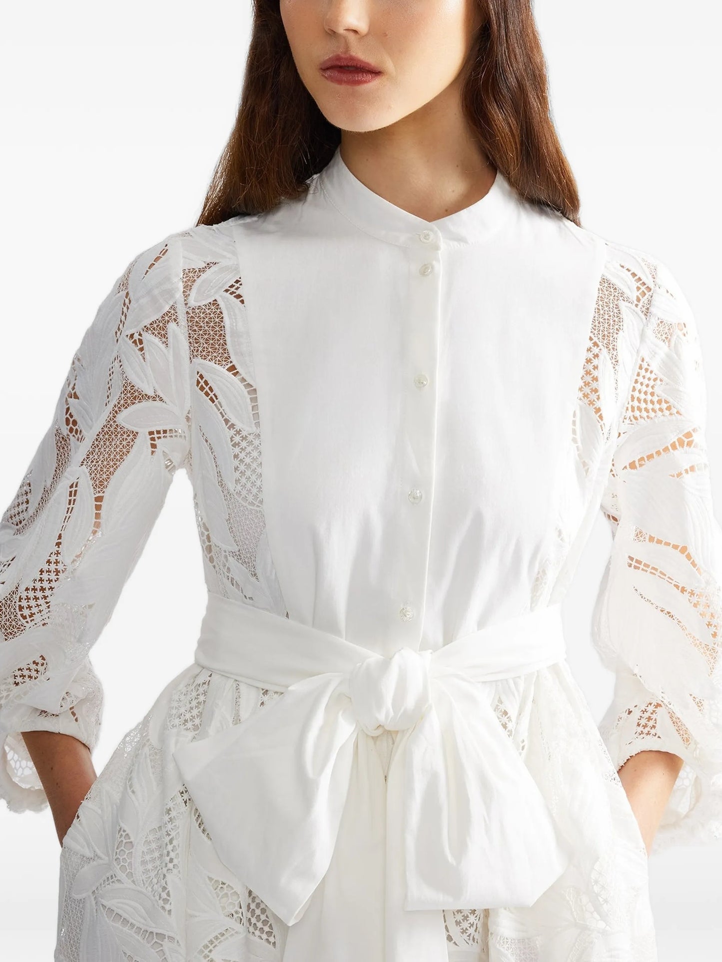 floral-cutwork midi dress