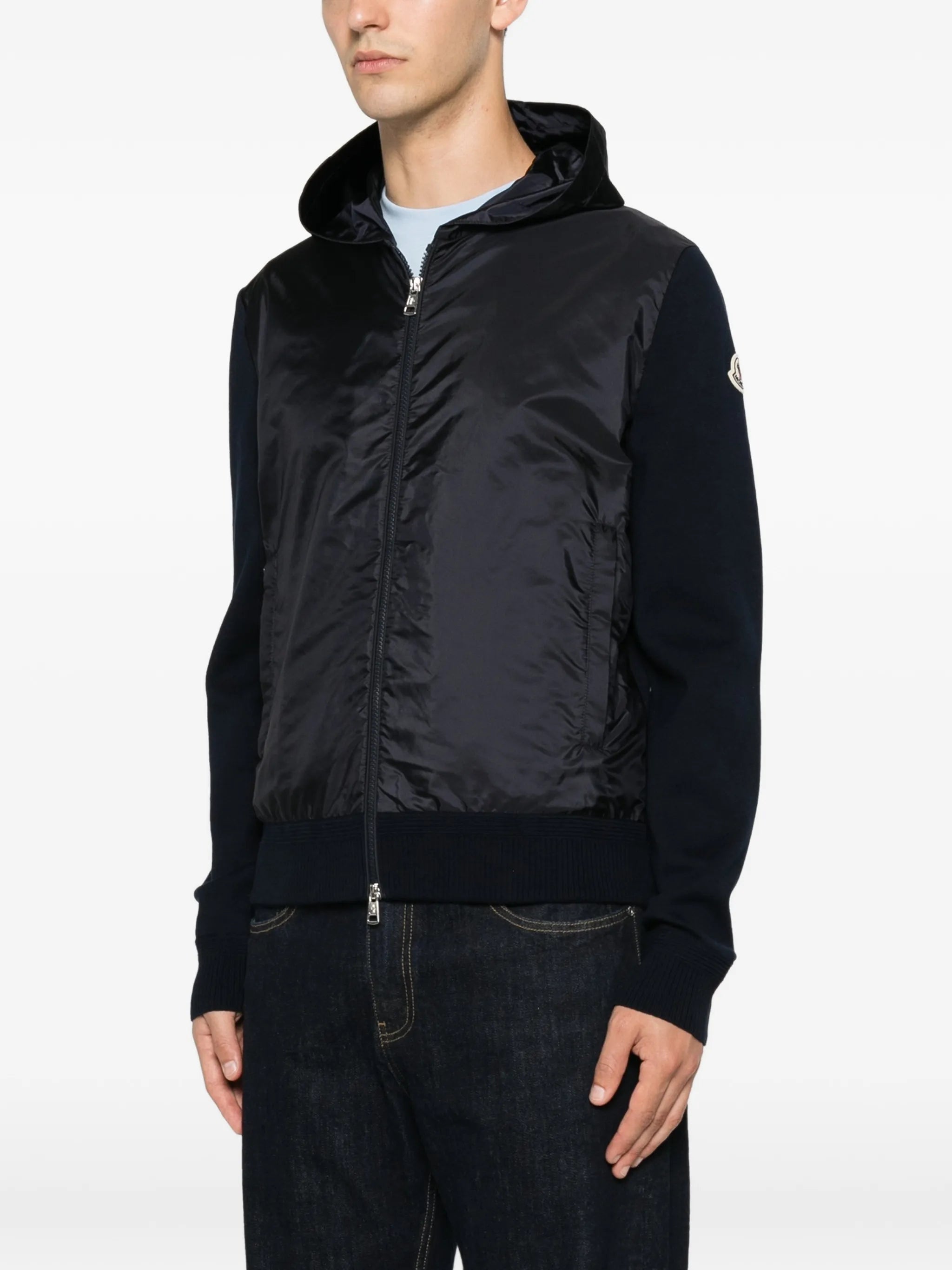 logo-patch panelled hoodie