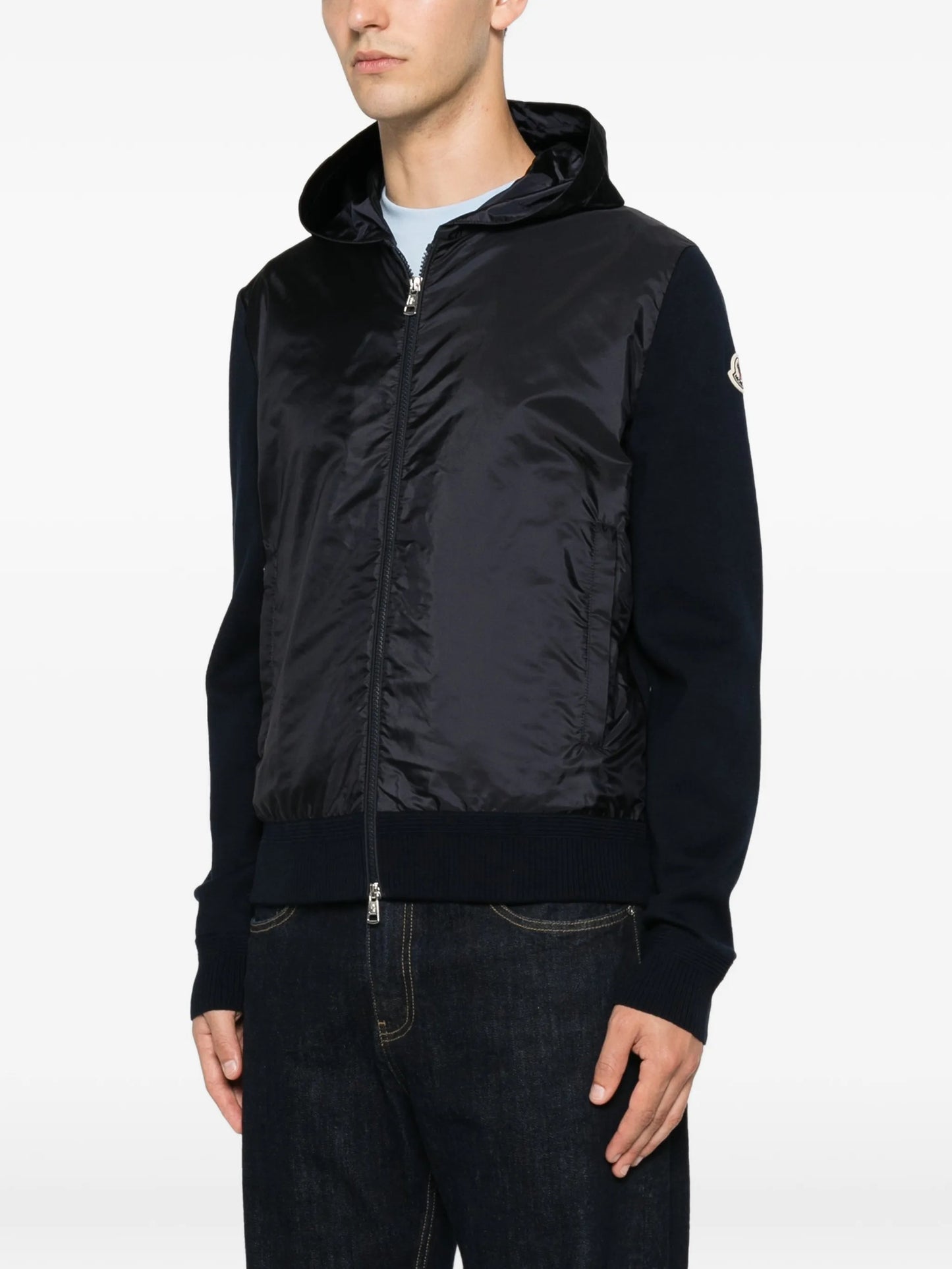 logo-patch panelled hoodie