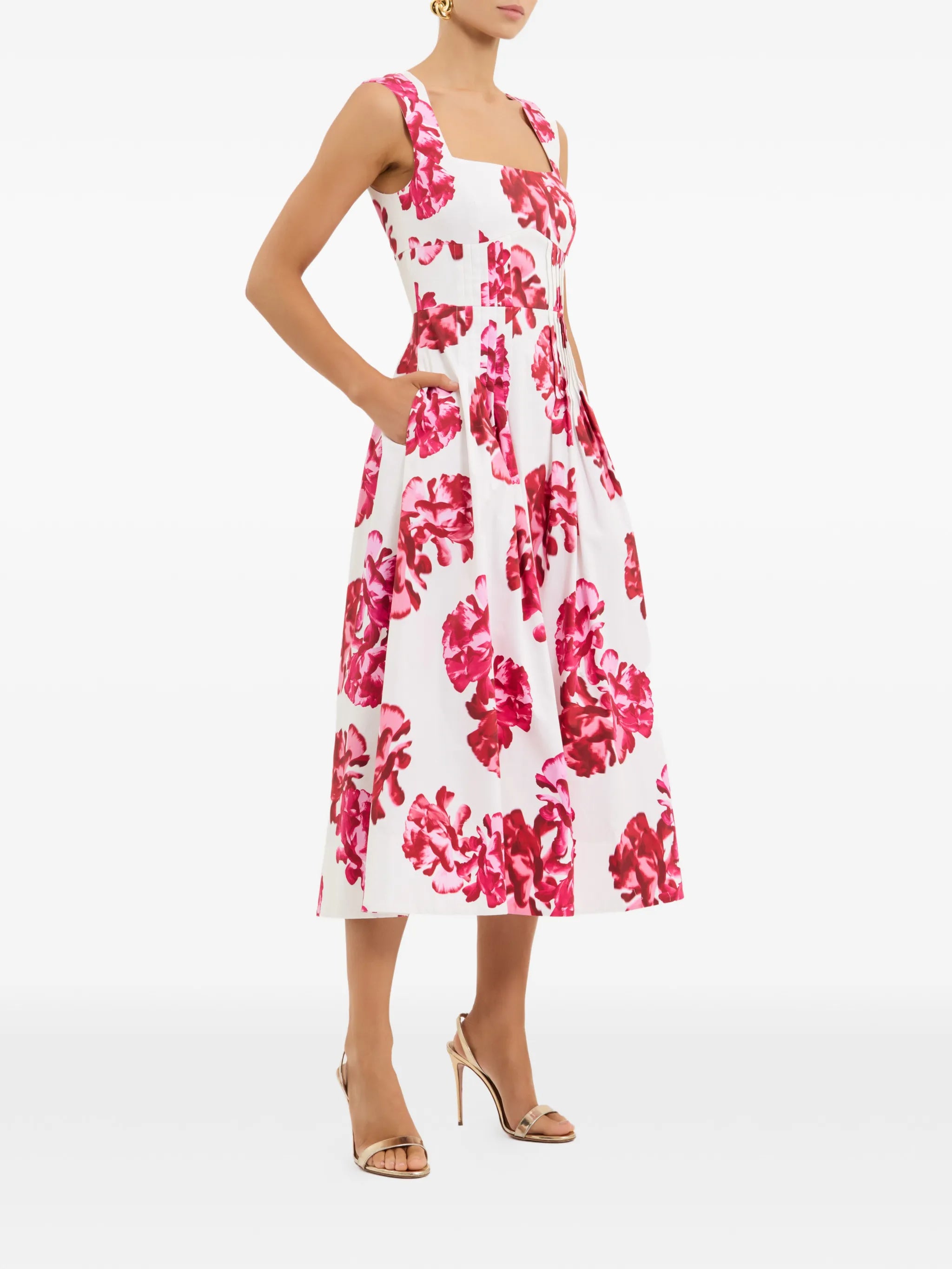 Damask Rose floral-print midi dress