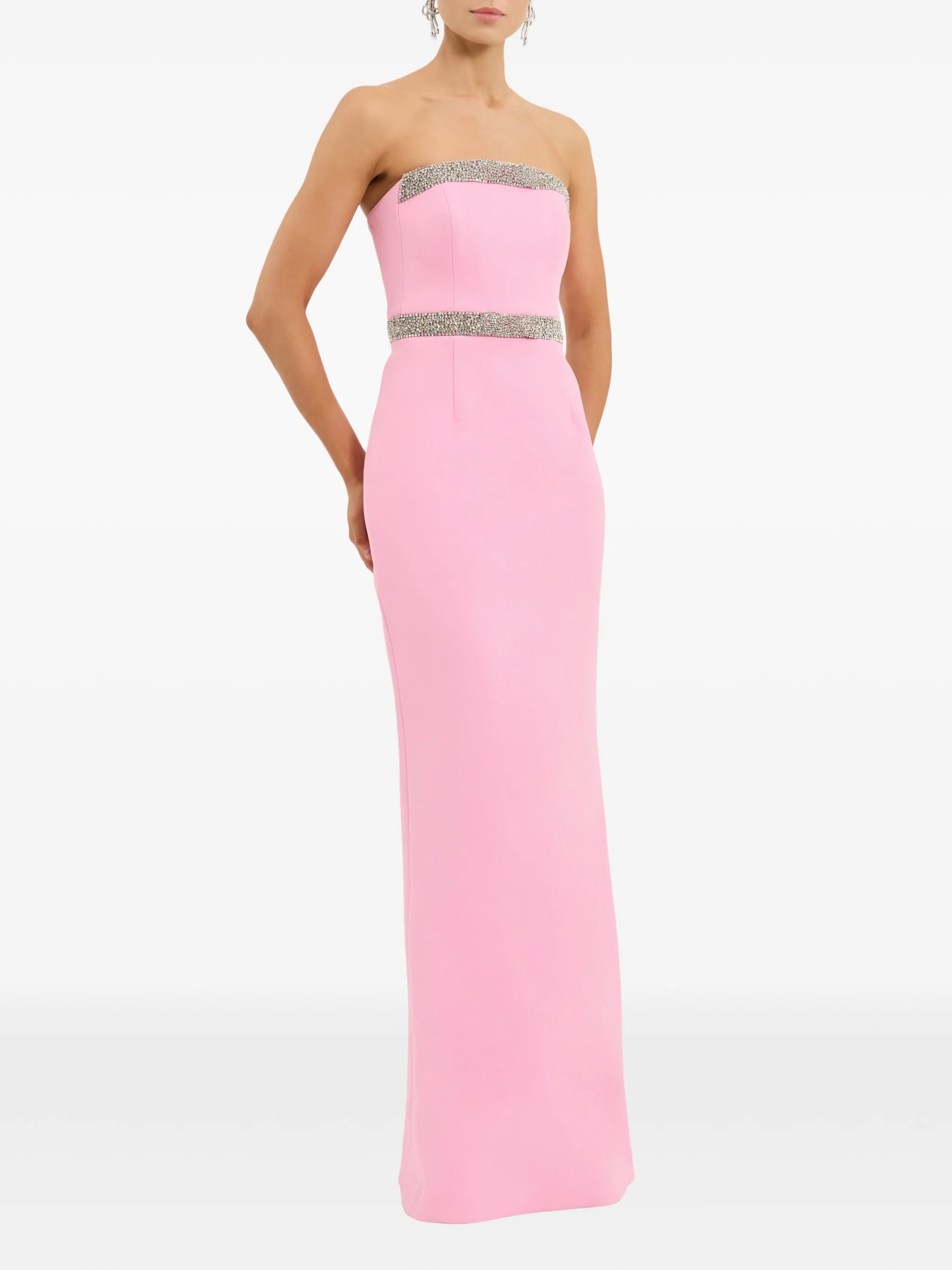 Precious crystal-embellished strapless gown