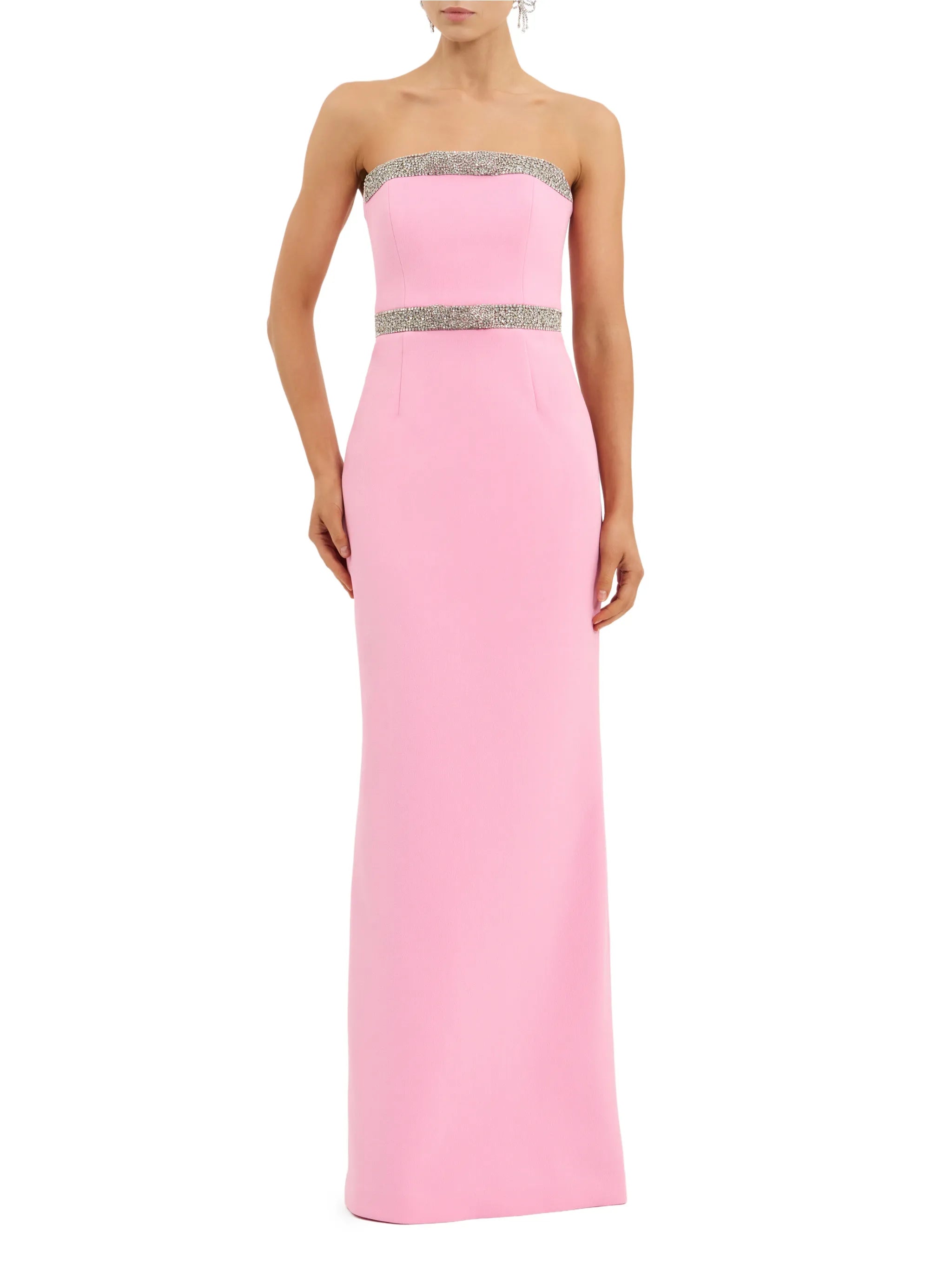 Precious crystal-embellished strapless gown