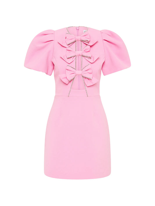 bow-embellished mini dress
