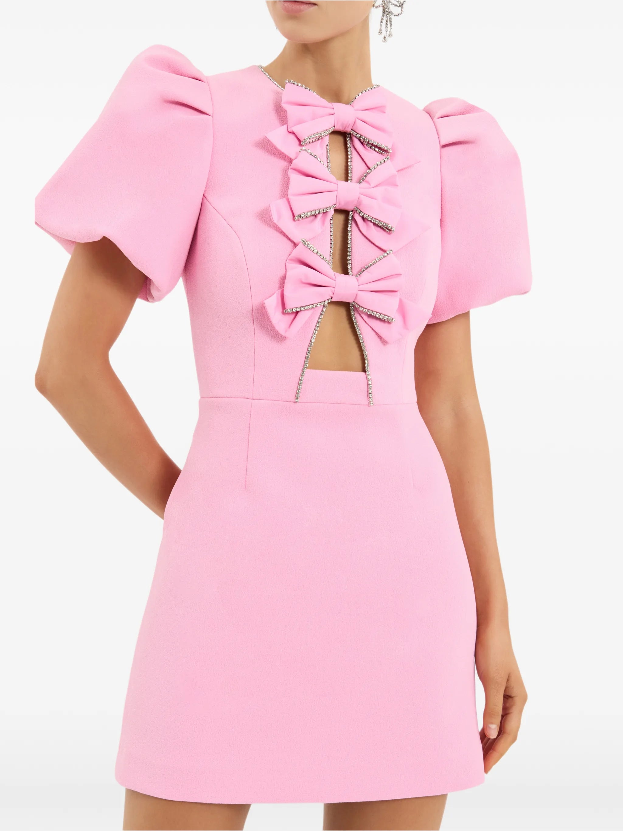 bow-embellished mini dress